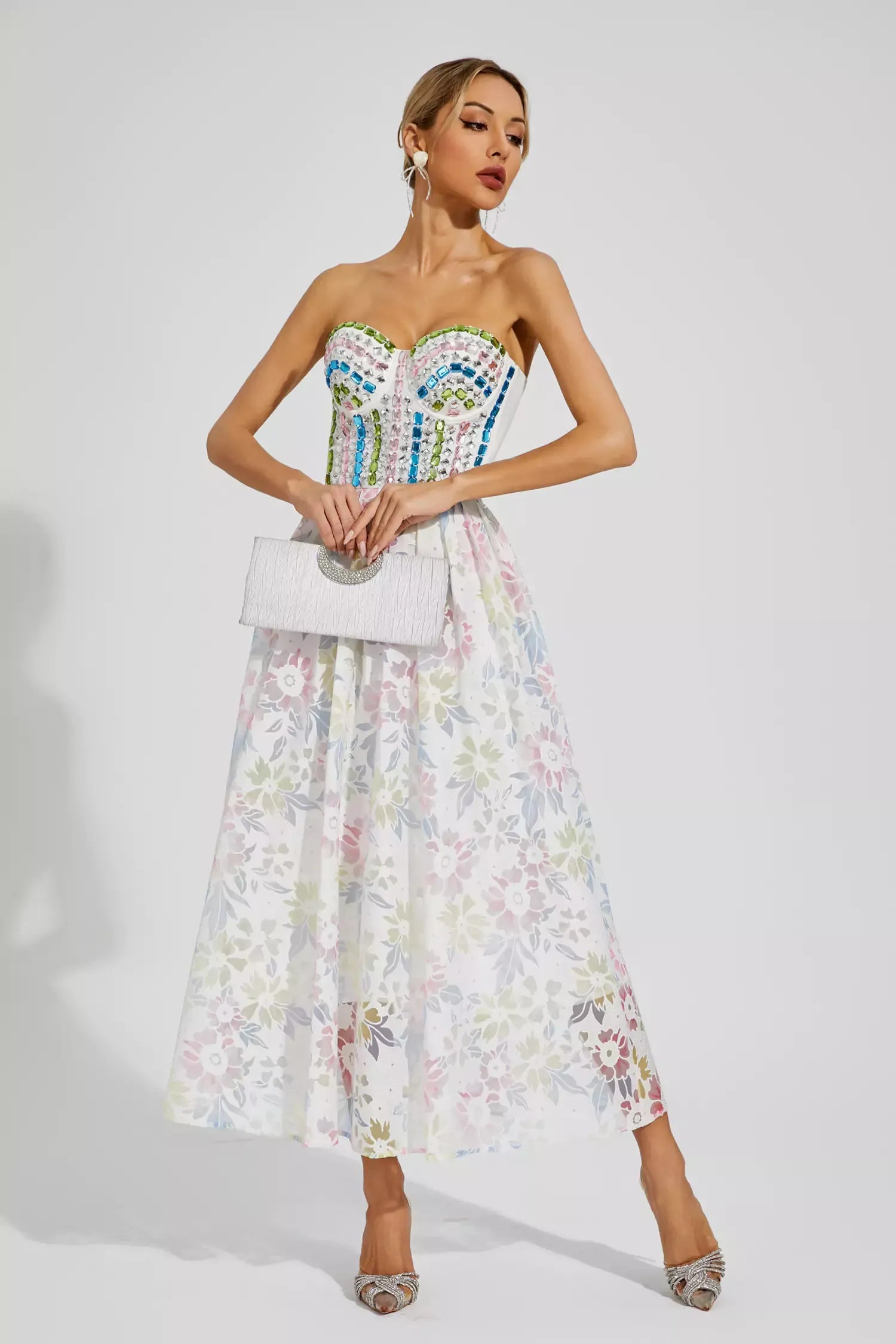 Kairi White Embellished Maxi Slip Dress