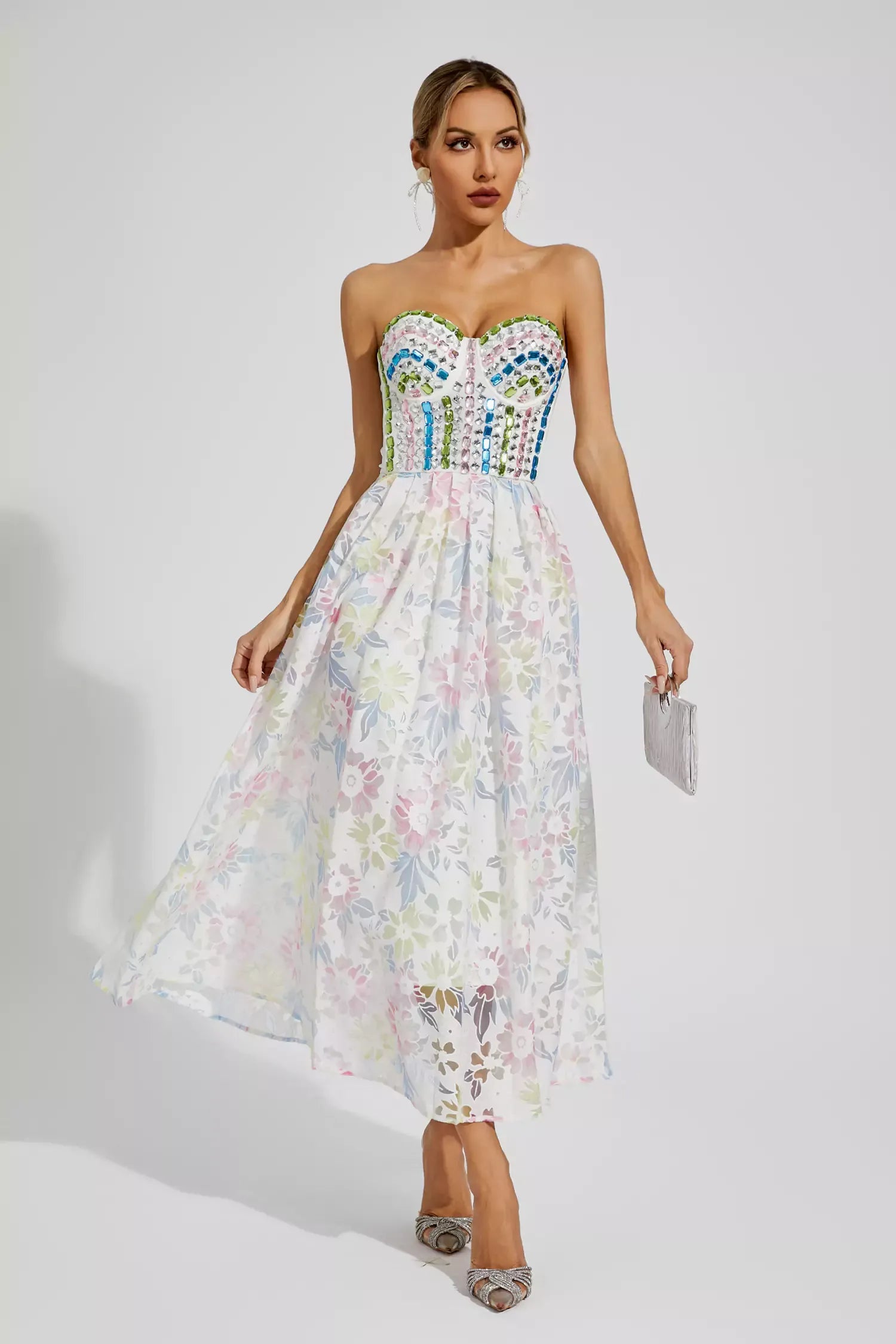 Kairi White Embellished Maxi Slip Dress