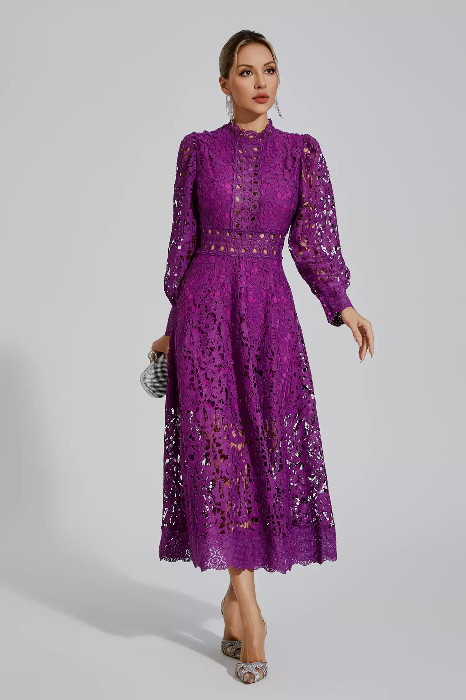 Kenzie Purple Lace Cutout Maxi Dress Kenzie Purple Lace Cutout Maxi Dress