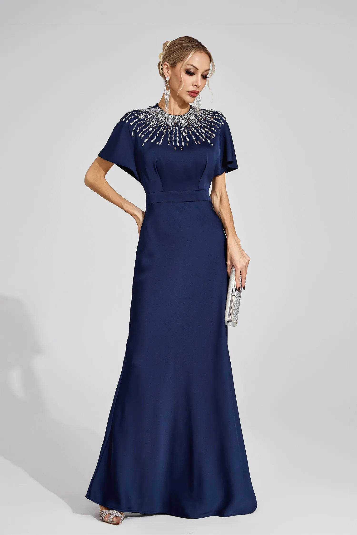 Emmeline Dark Blue Diamond Maxi Dress