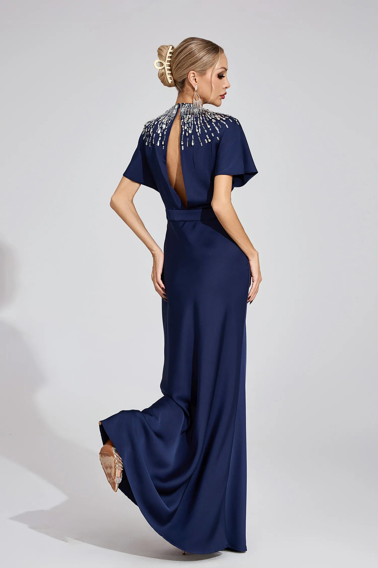 Emmeline Dark Blue Diamond Maxi Dress