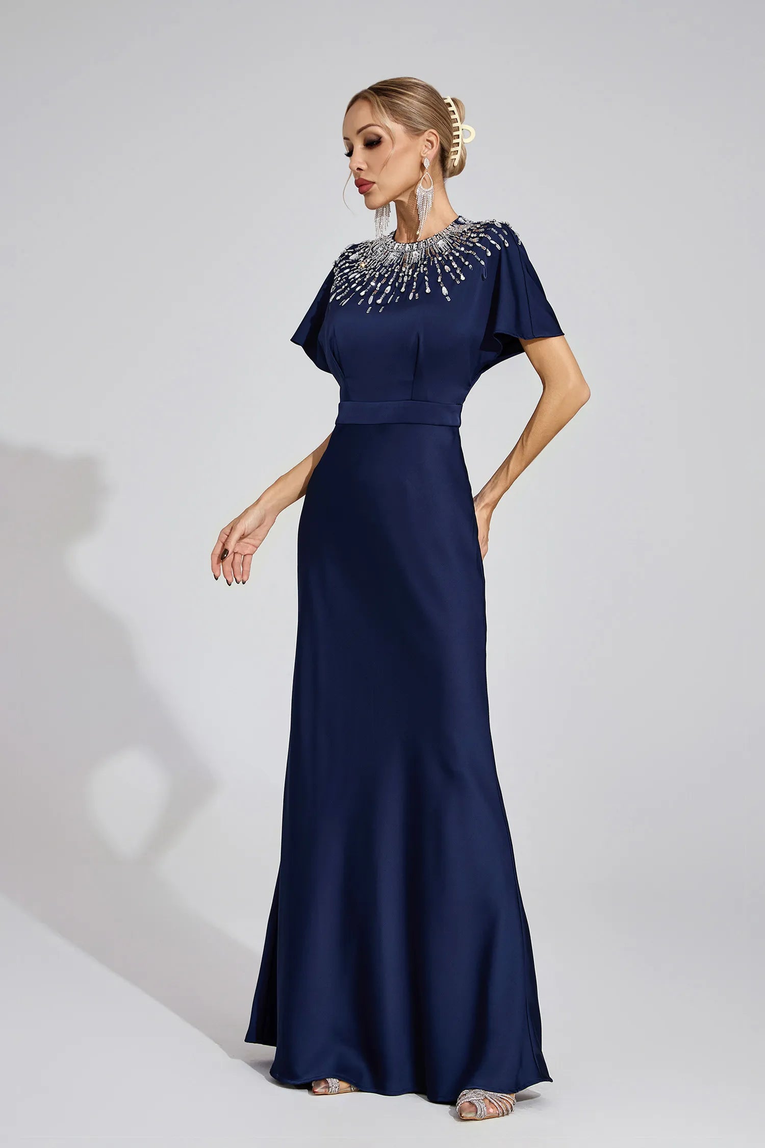Emmeline Dark Blue Diamond Maxi Dress