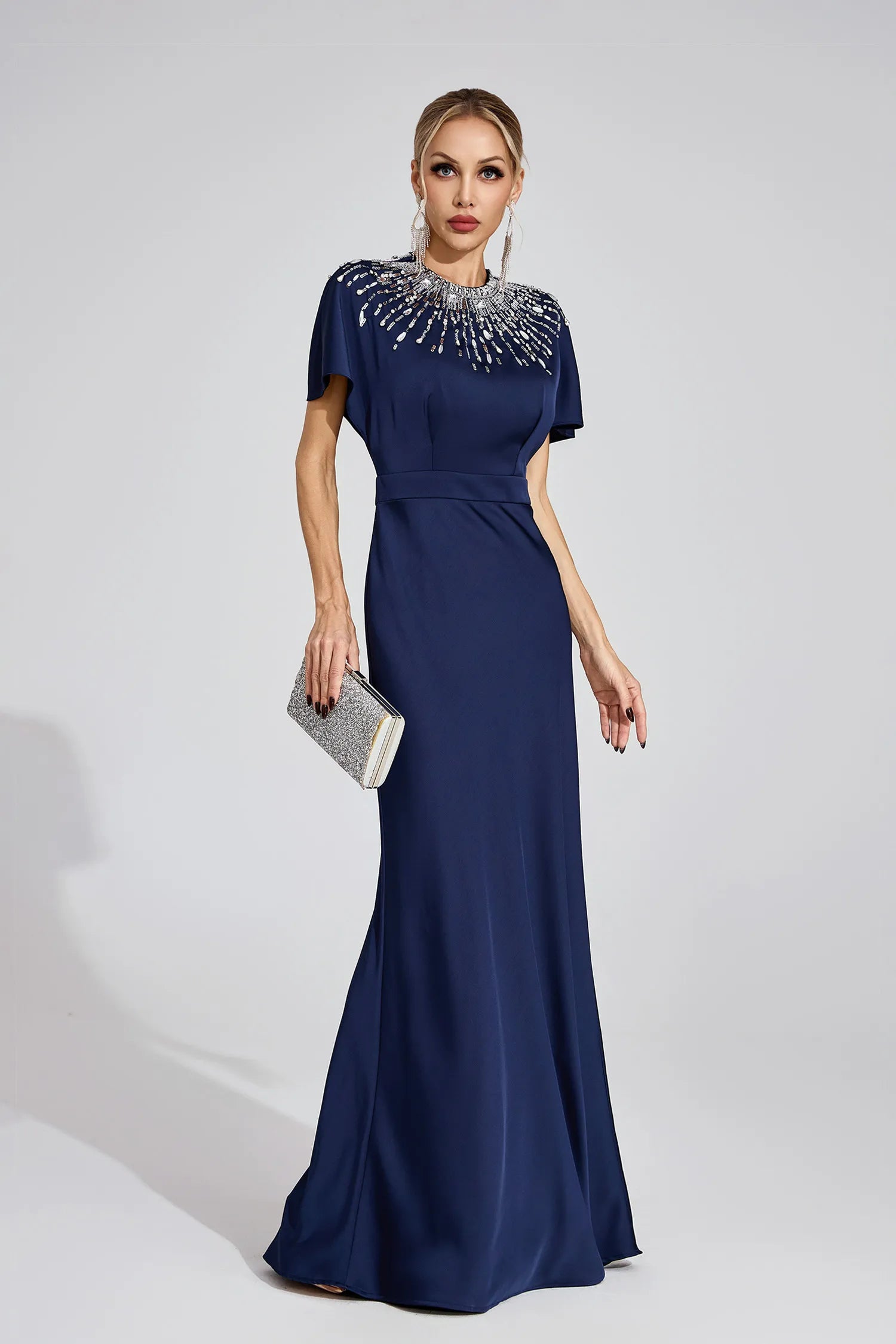 Emmeline Dark Blue Diamond Maxi Dress
