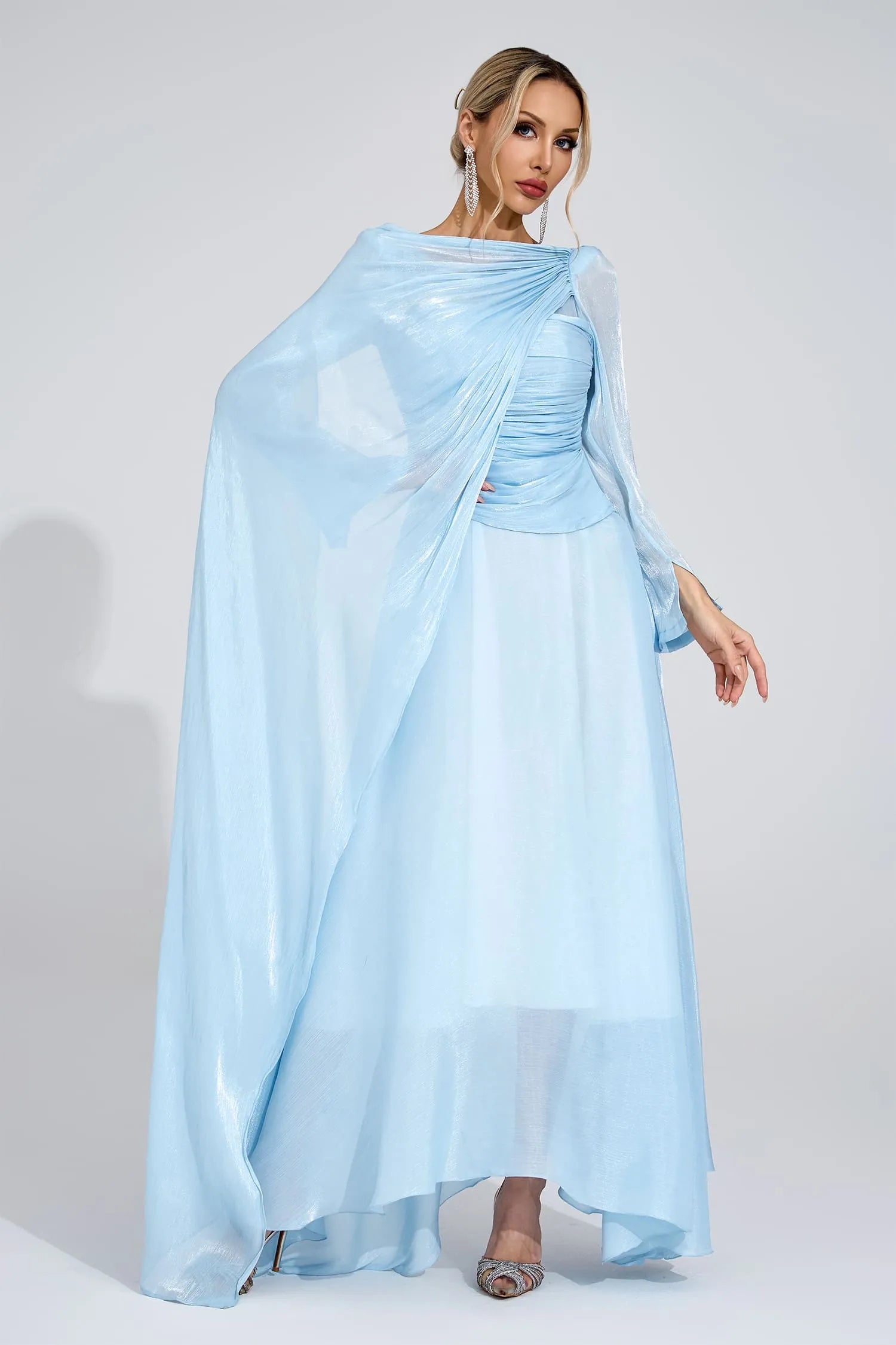 Sablea Cambridge Blue Cape Maxi Dress