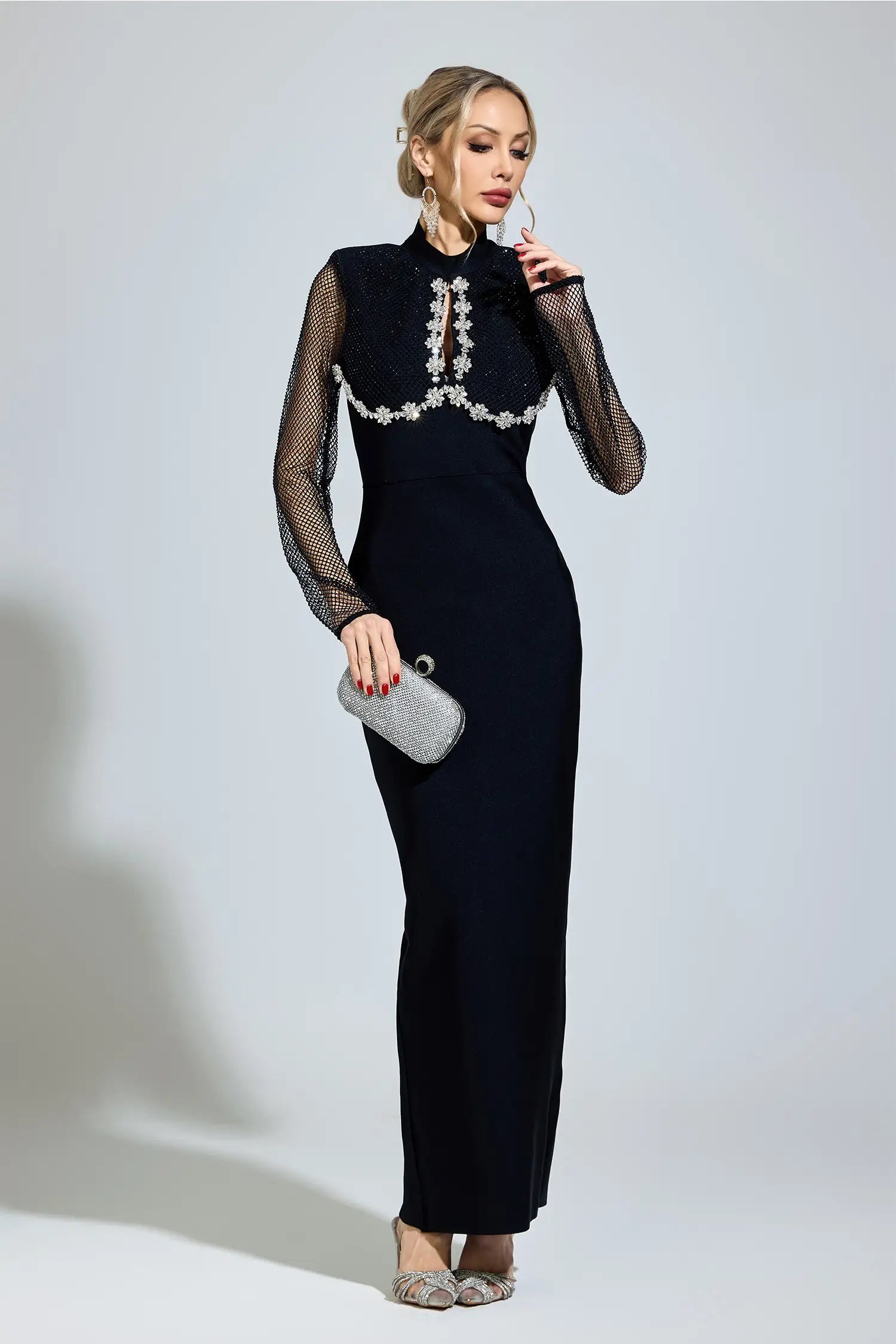 Sabrina Black Diamond Bandage Maxi Dress