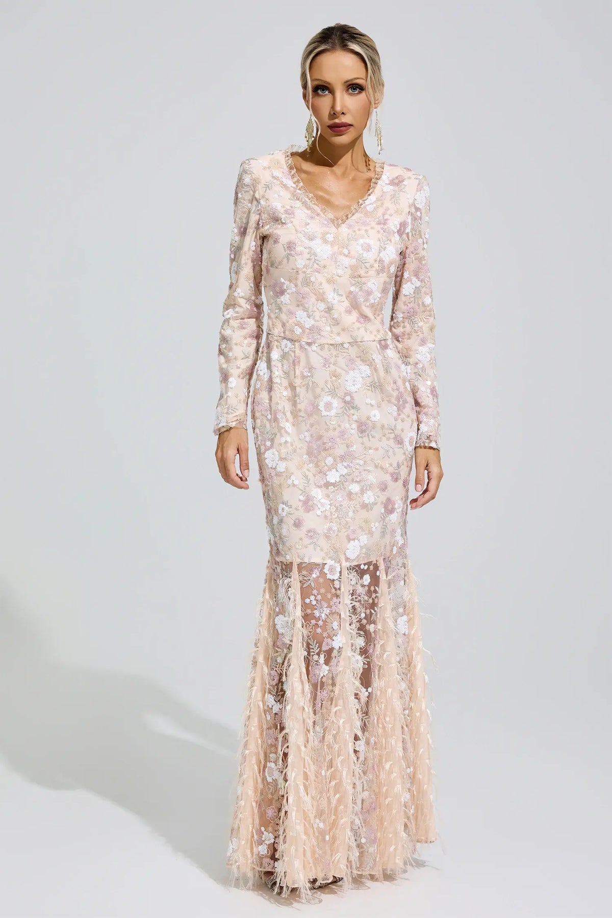 Hazel Floral Lace Mermaid Maxi Dress