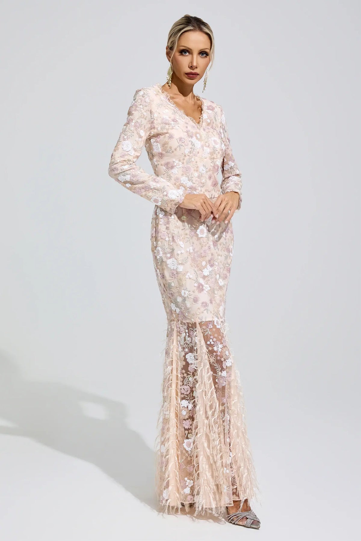 Hazel Floral Lace Mermaid Maxi Dress