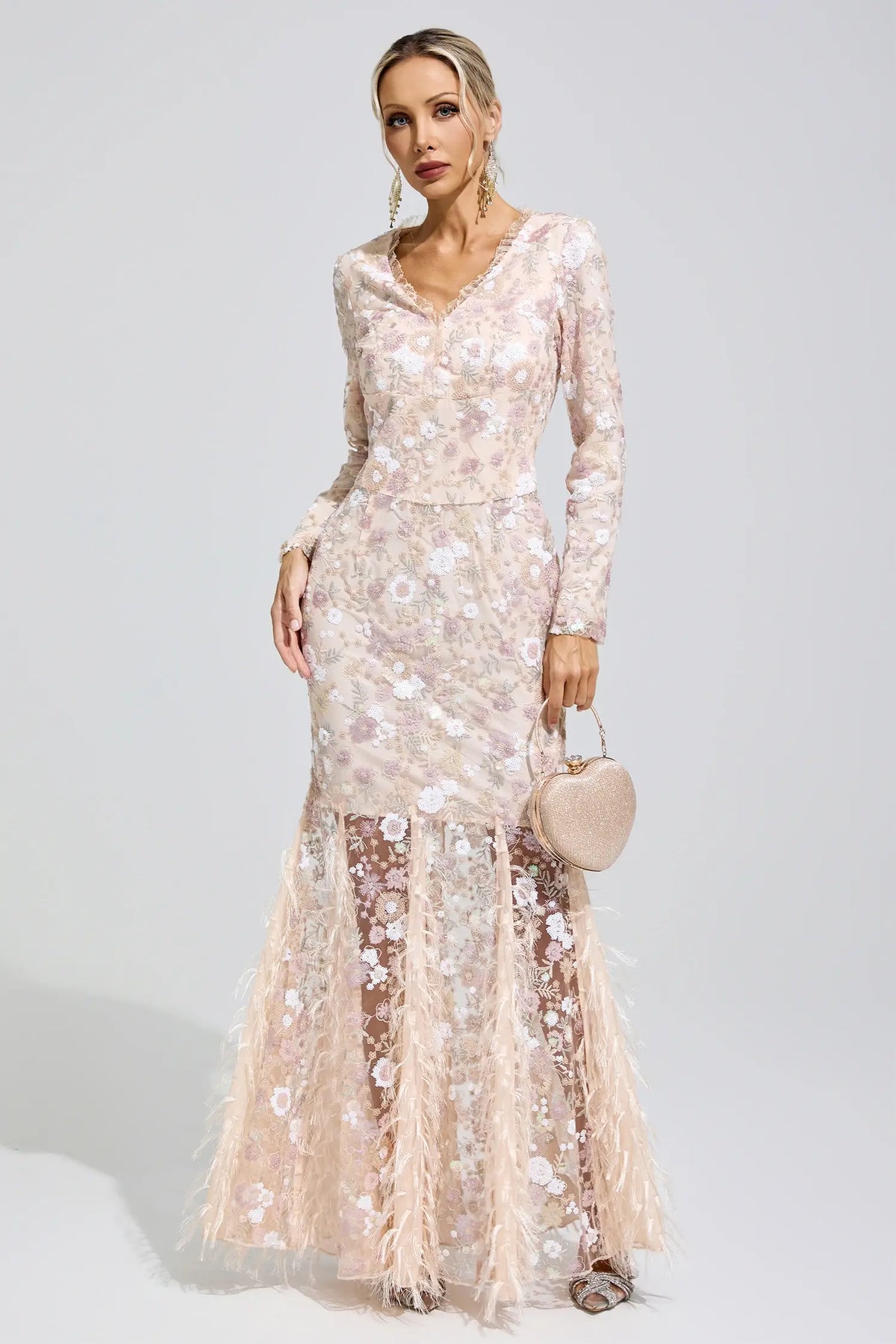 Hazel Floral Lace Mermaid Maxi Dress