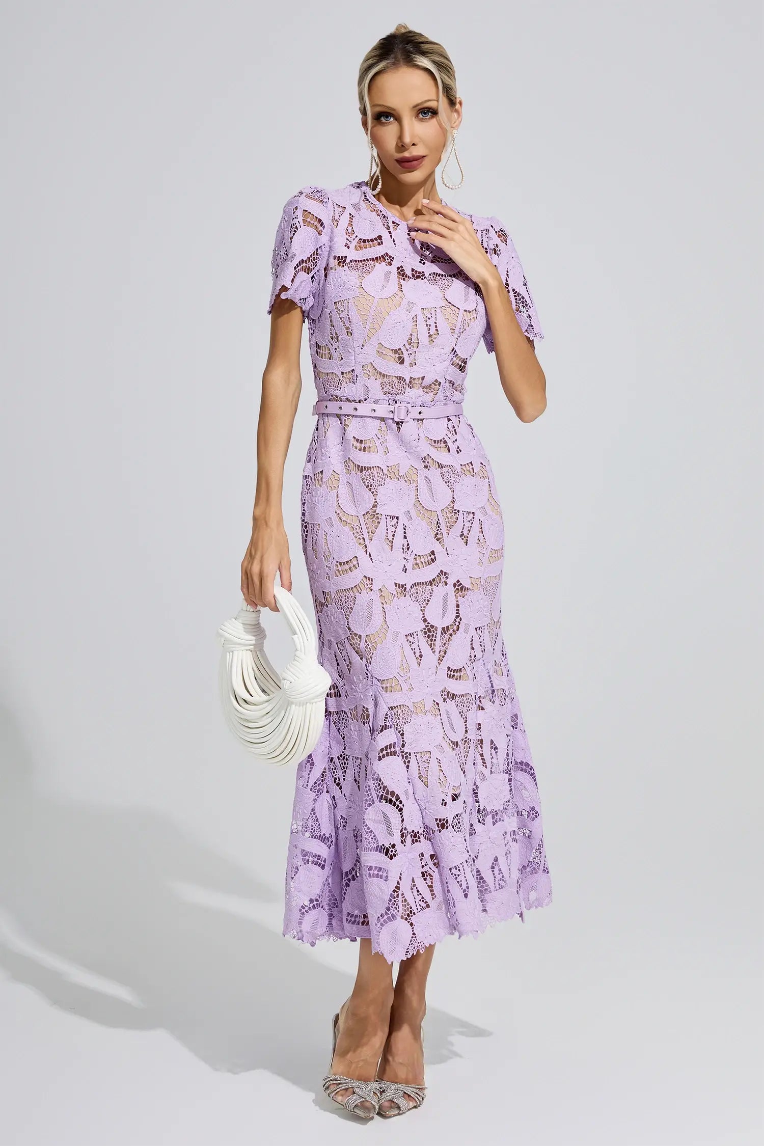 Alondra Purple Lace Mermaid Maxi Dress