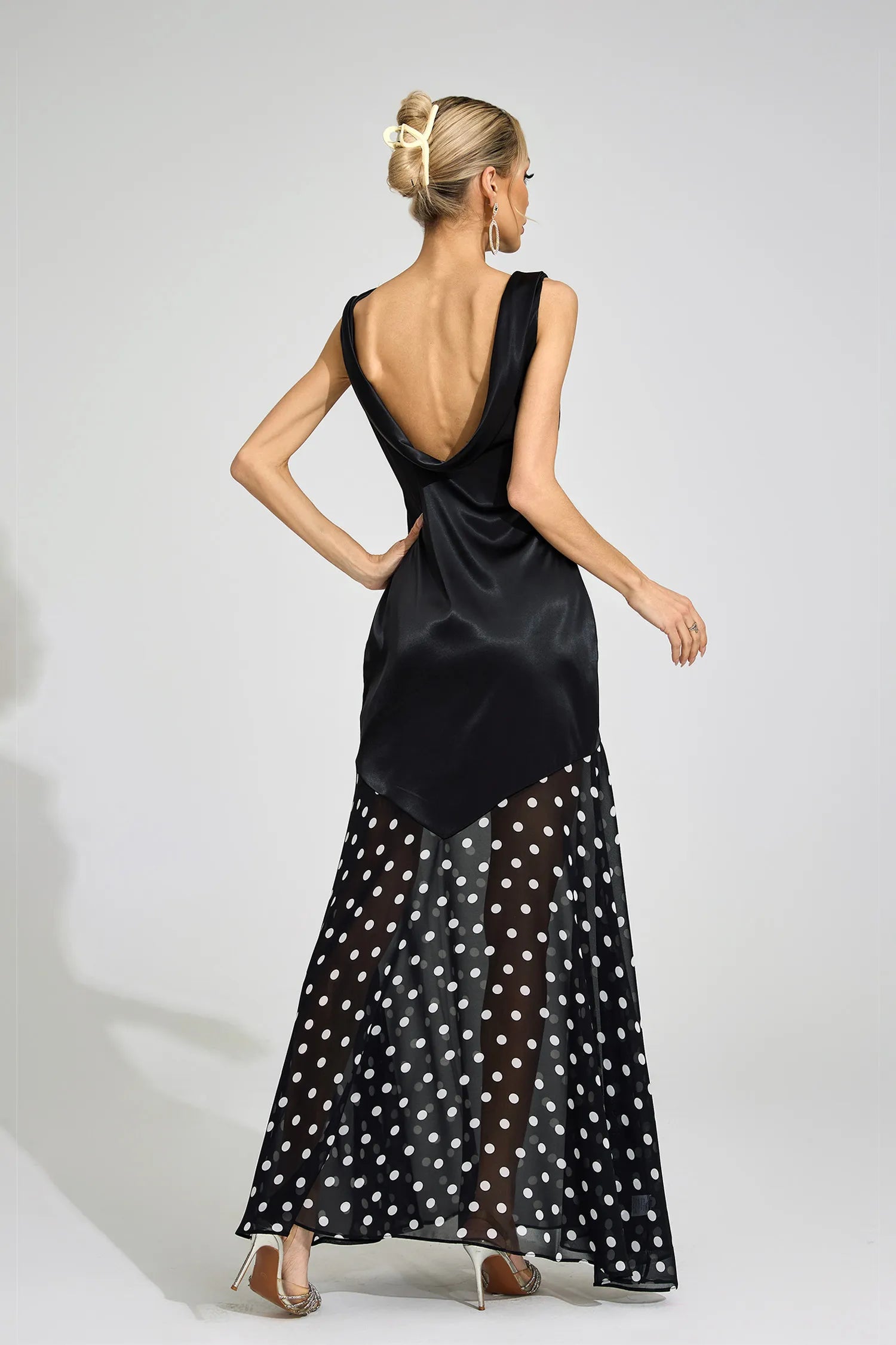 Dubois Black Polka Dot Maxi Dress