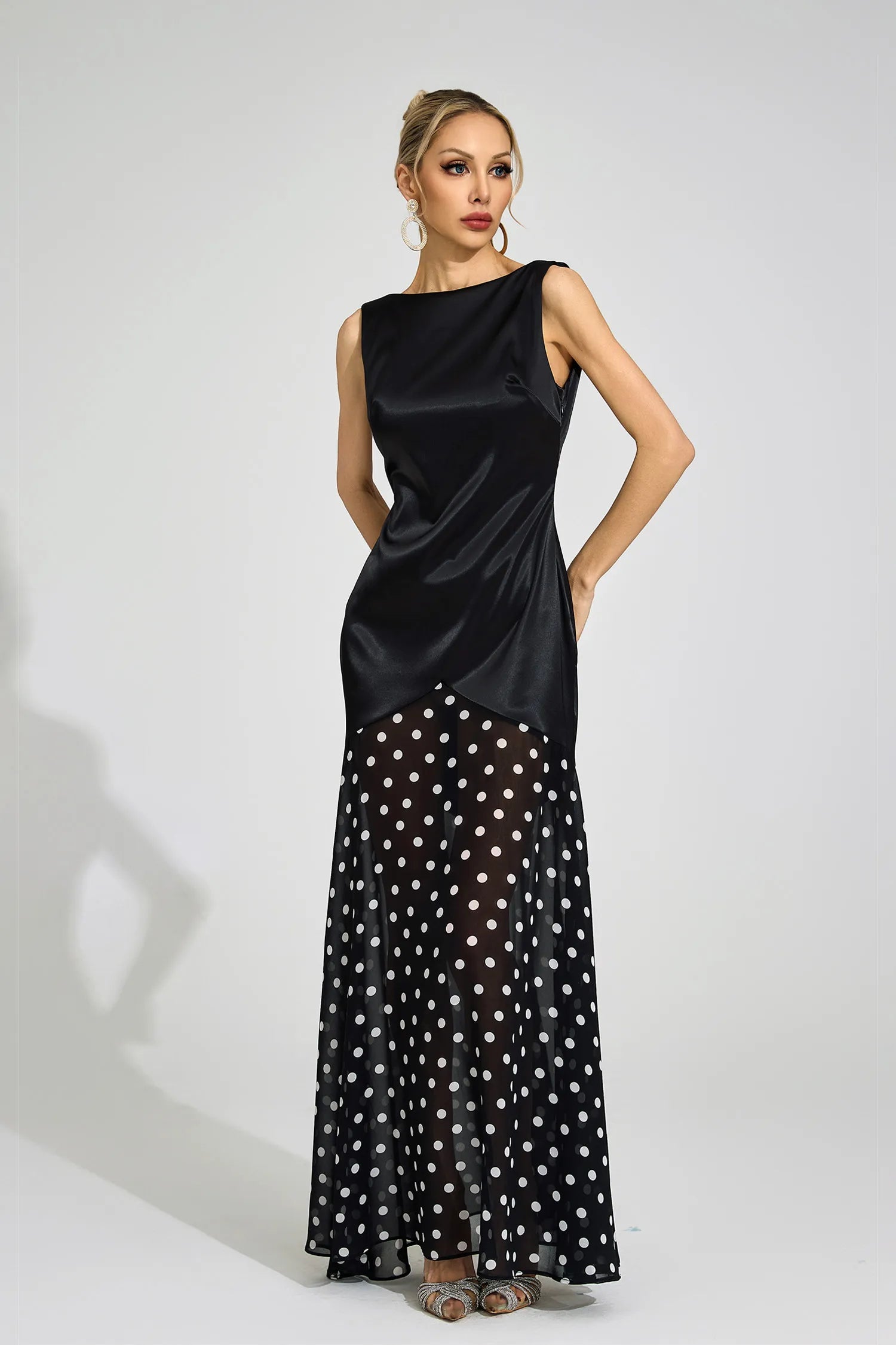 Dubois Black Polka Dot Maxi Dress