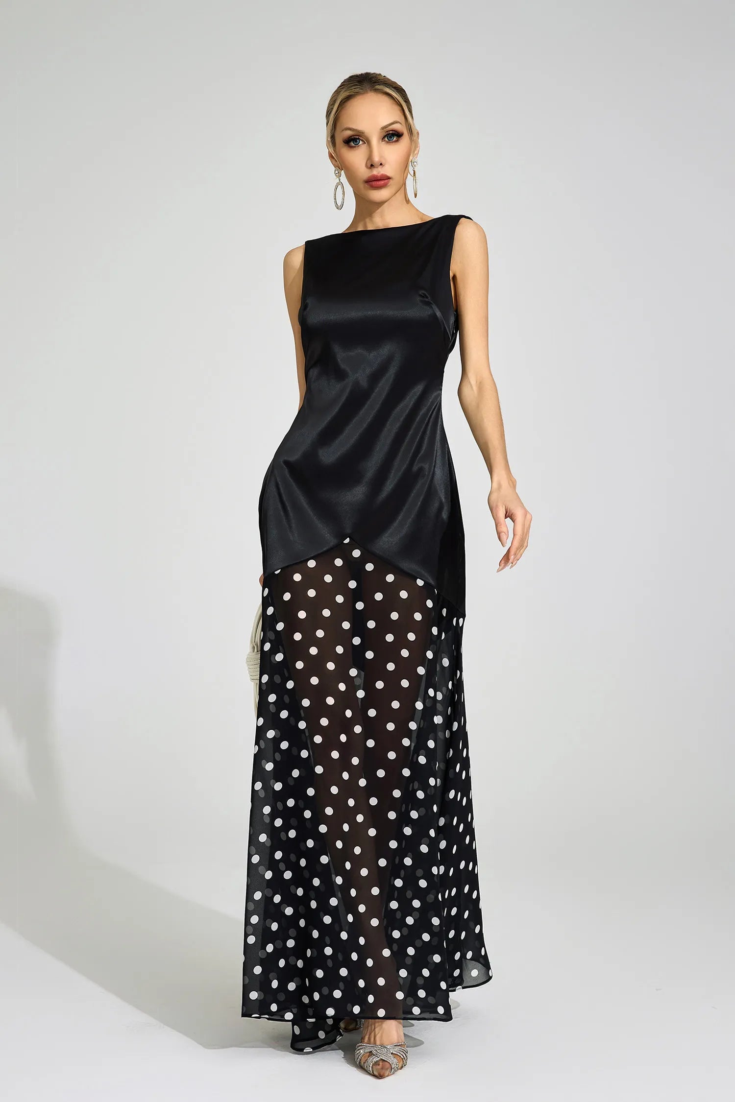 Dubois Black Polka Dot Maxi Dress