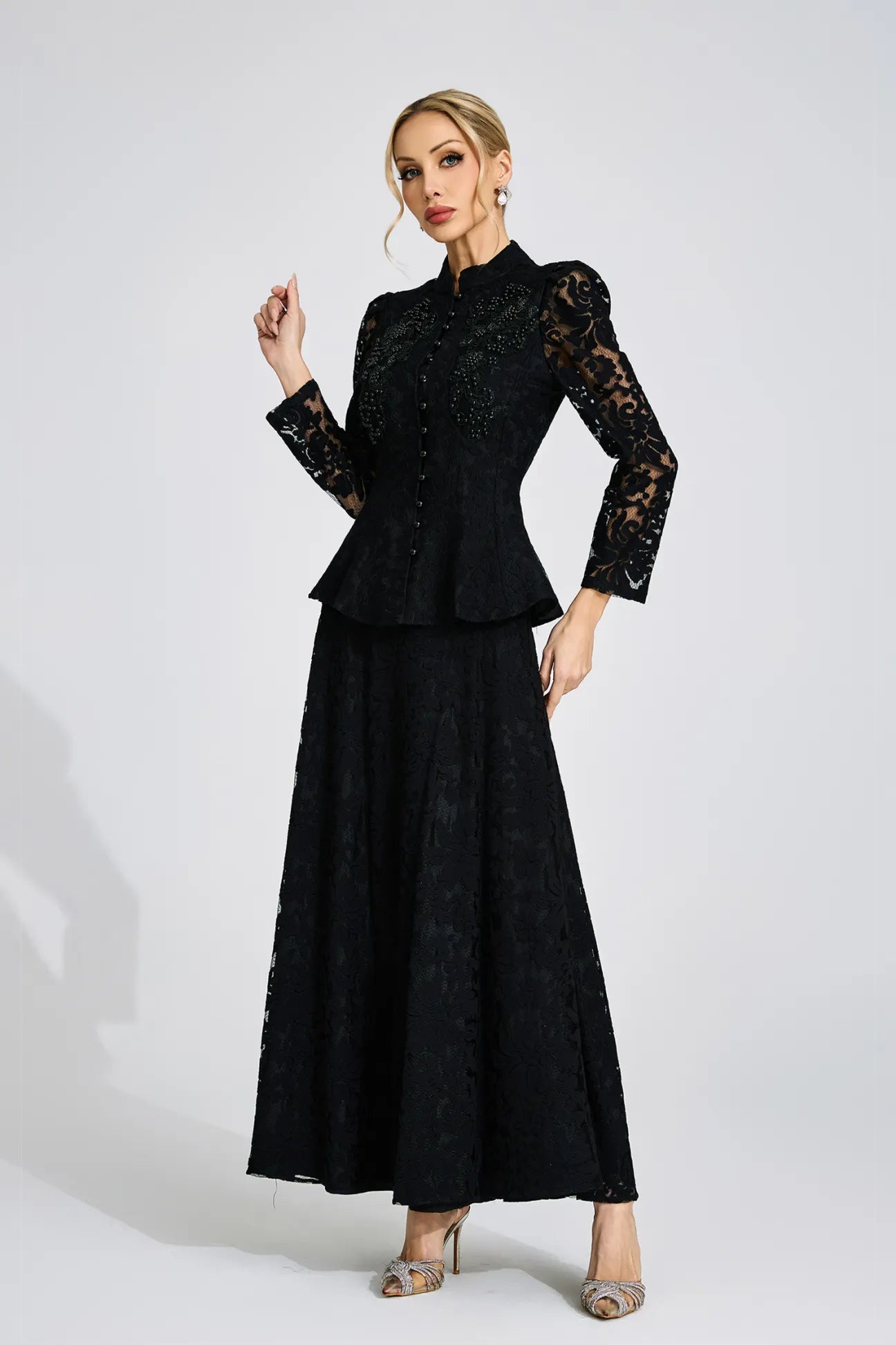 Leontine Black Lace Two Piece Set