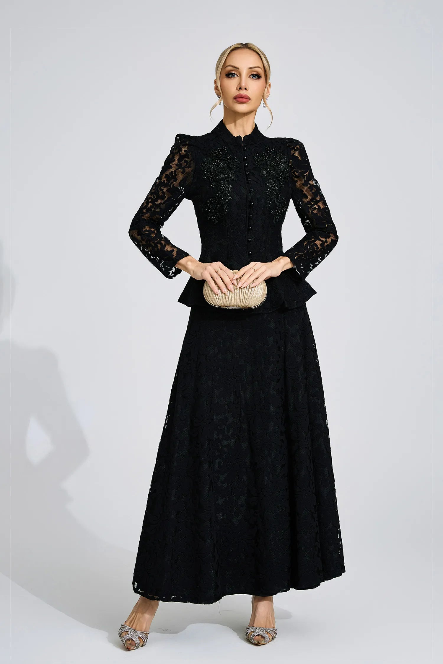 Leontine Black Lace Two Piece Set