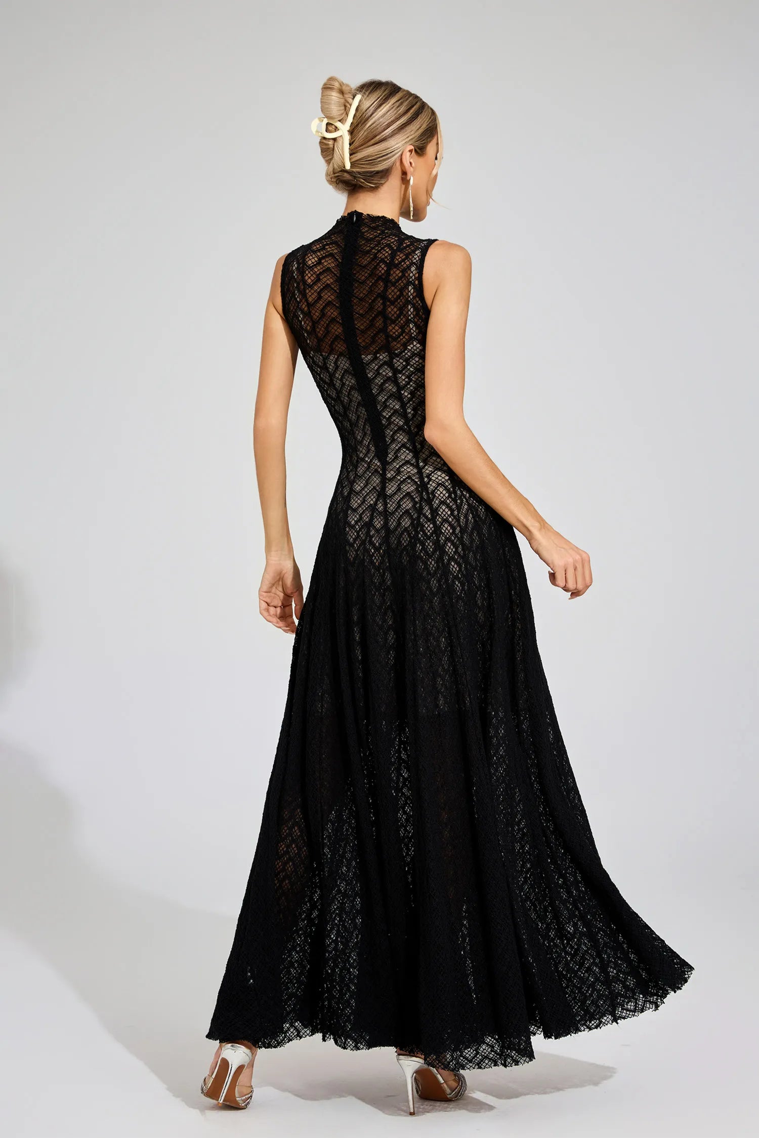 Linda Black Lace Sleeveless Maxi Dress