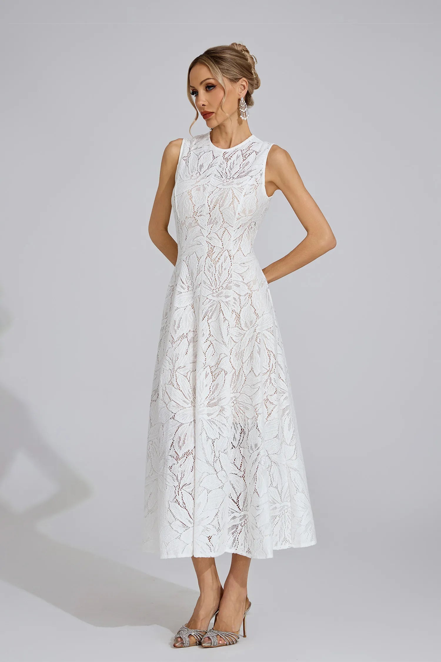 Xaviera White Lace Maxi Dress