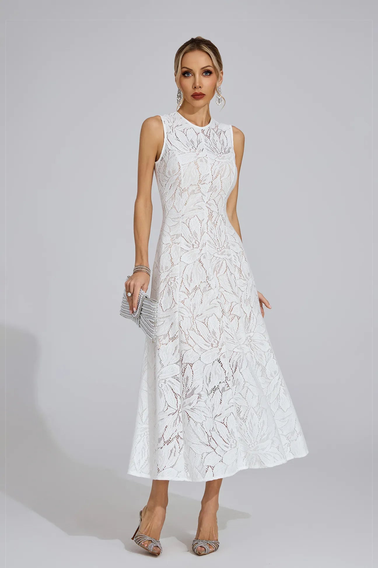 Xaviera White Lace Maxi Dress