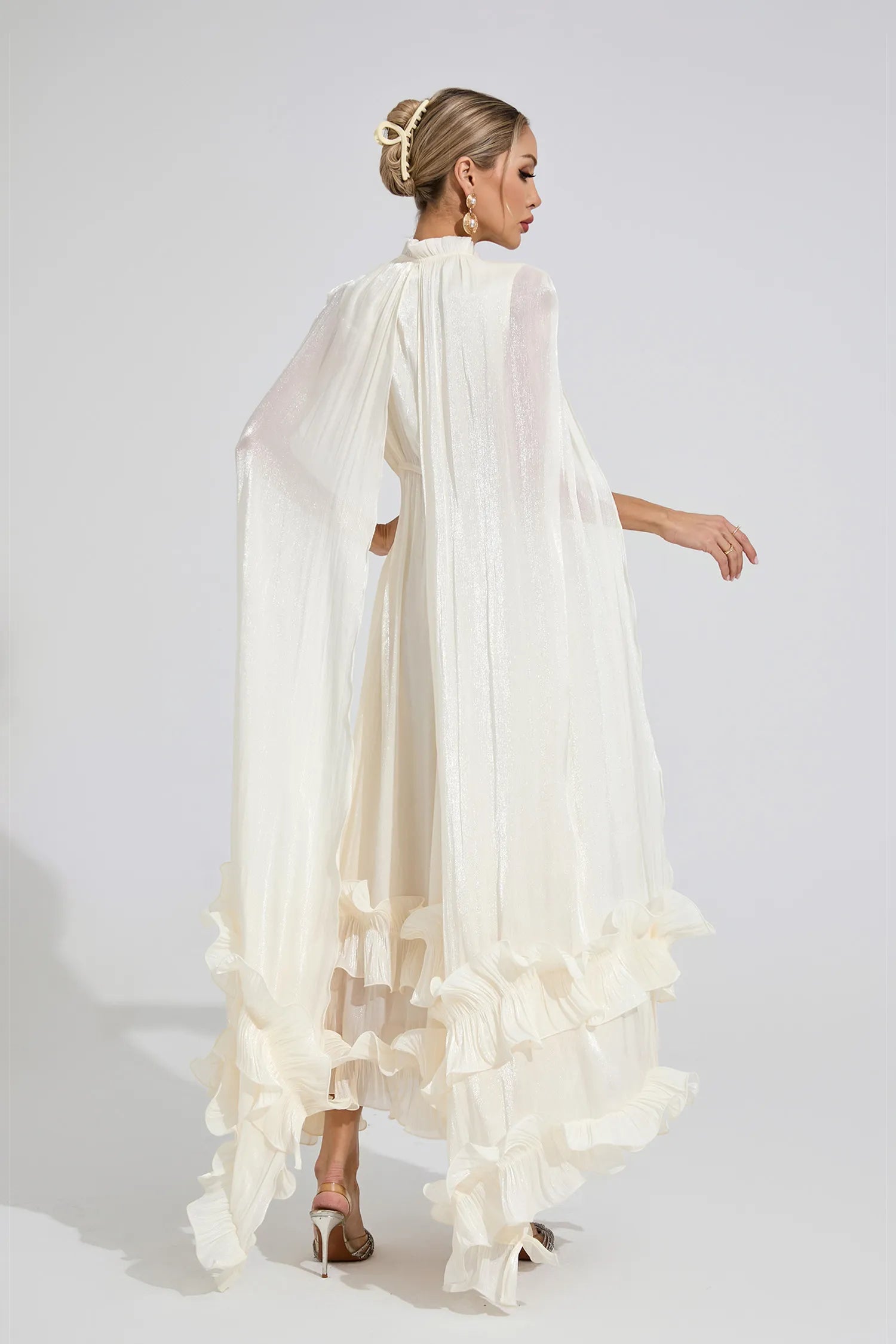 Vionyx White Ruffle Maxi Dress