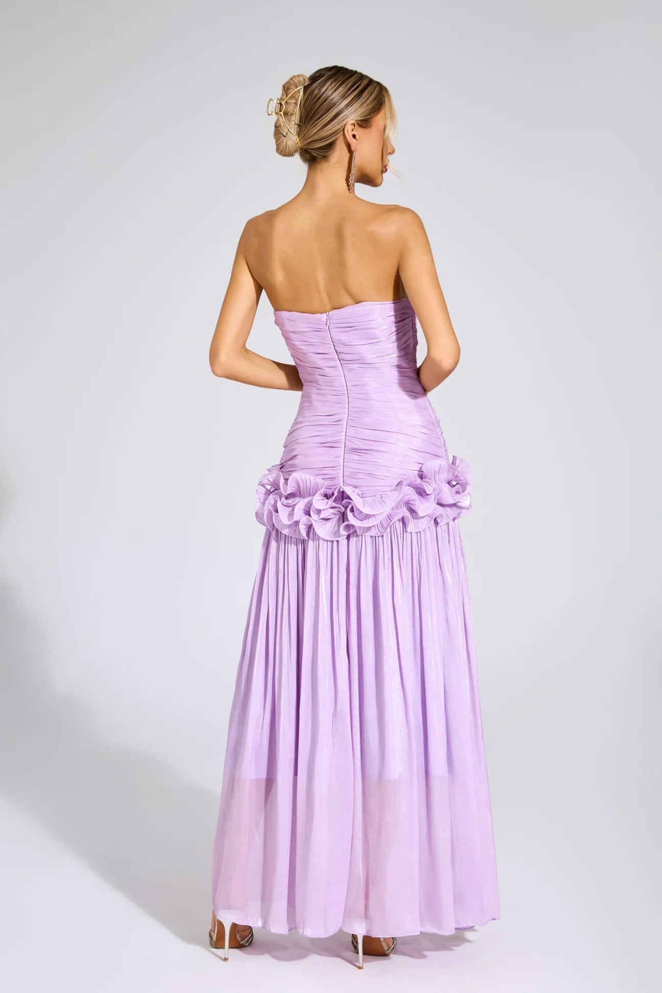 Tristane Purple Off Shoulder Ruffled Maxi Dress