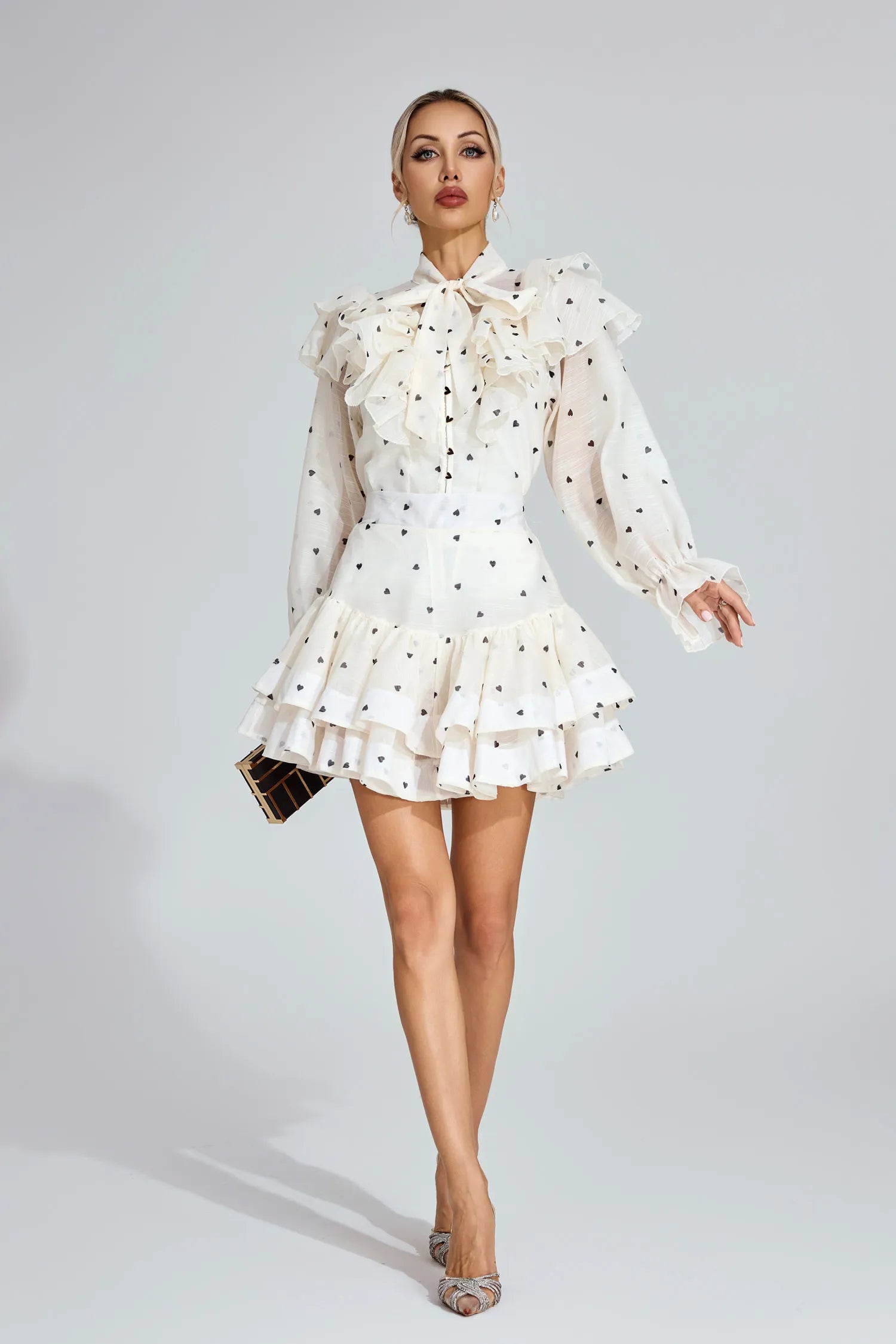 Maud White Heart Print Set