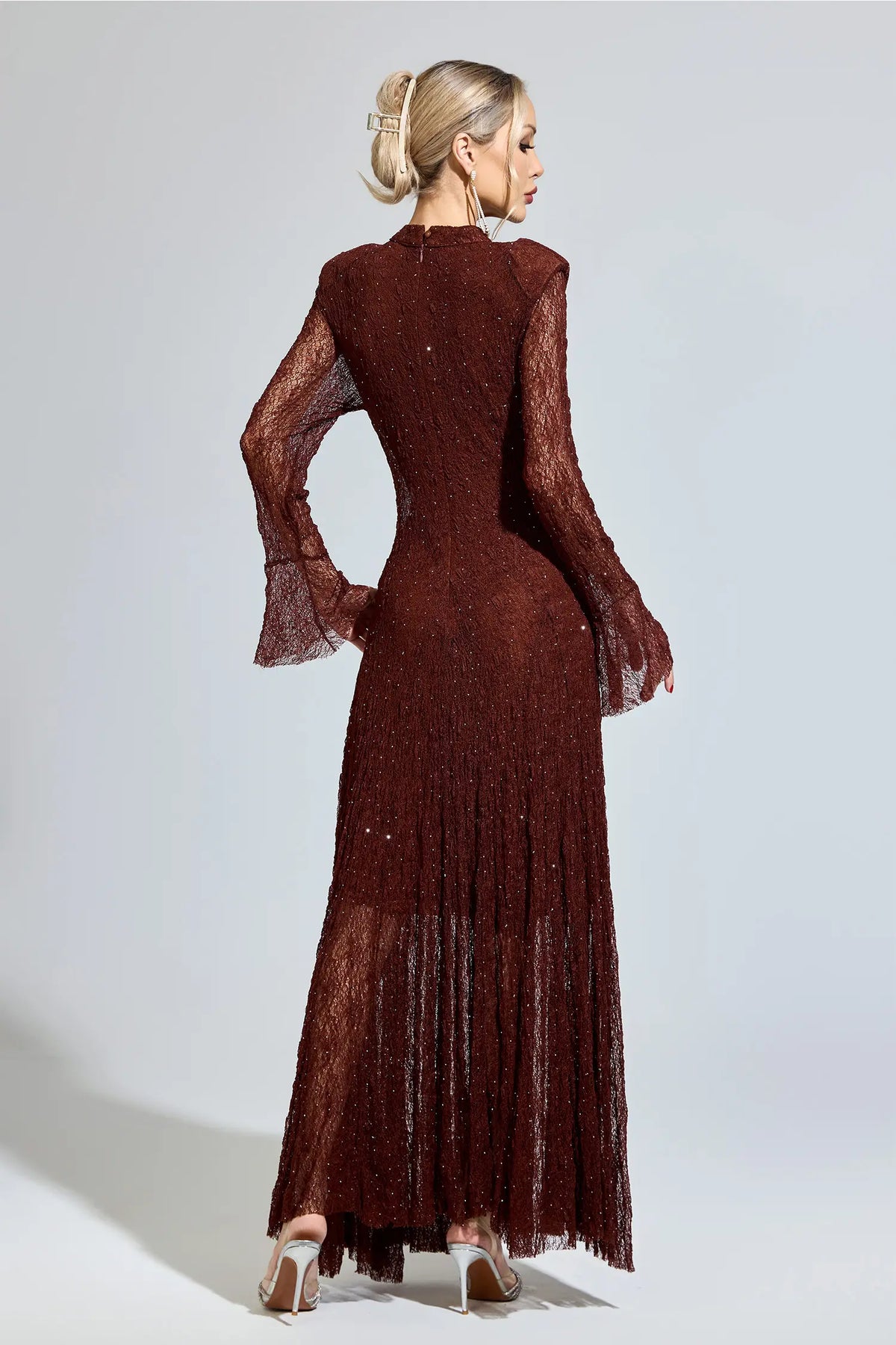 Samantha Brown Lace Long Sleeve Maxi Dress