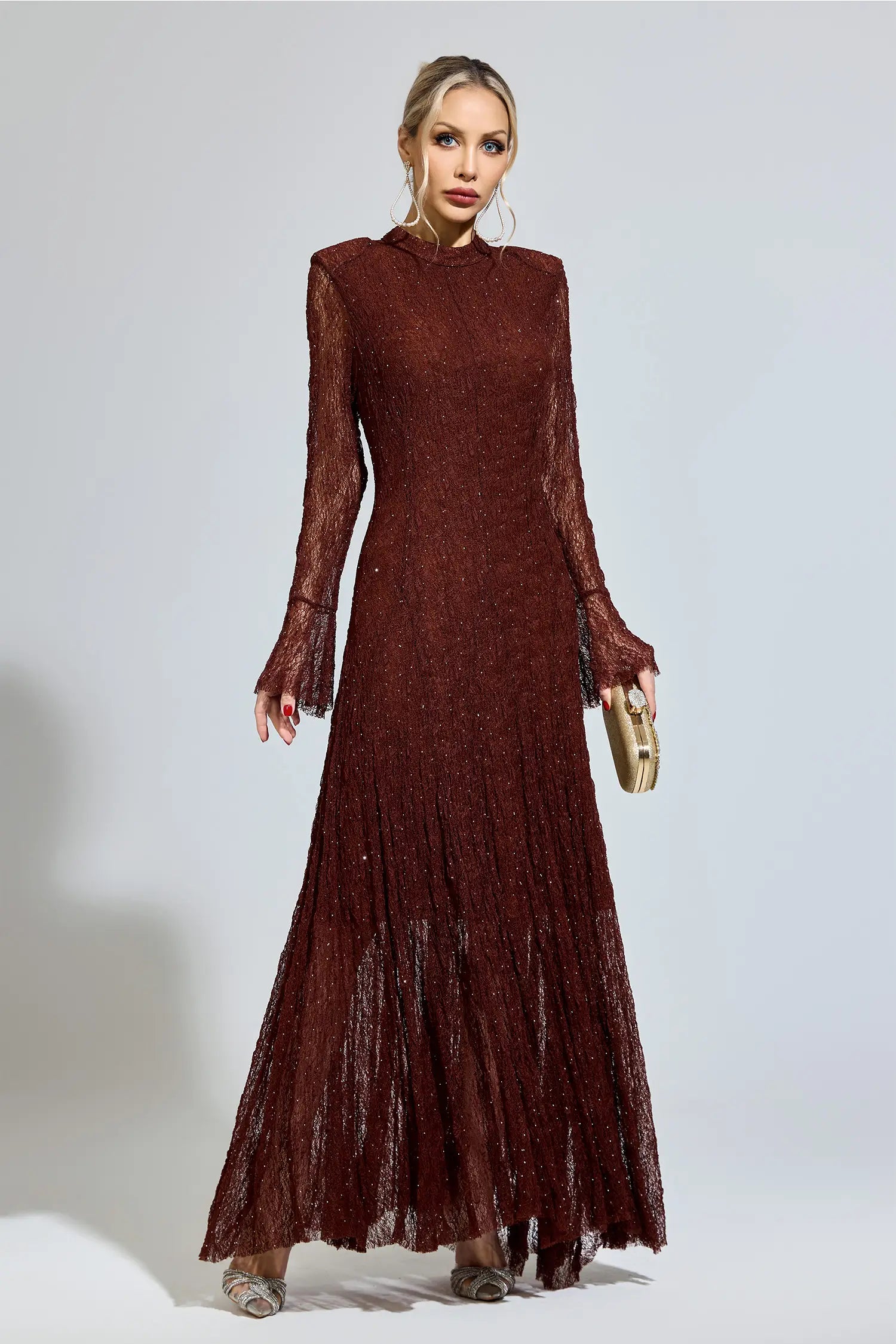 Samantha Brown Lace Long Sleeve Maxi Dress