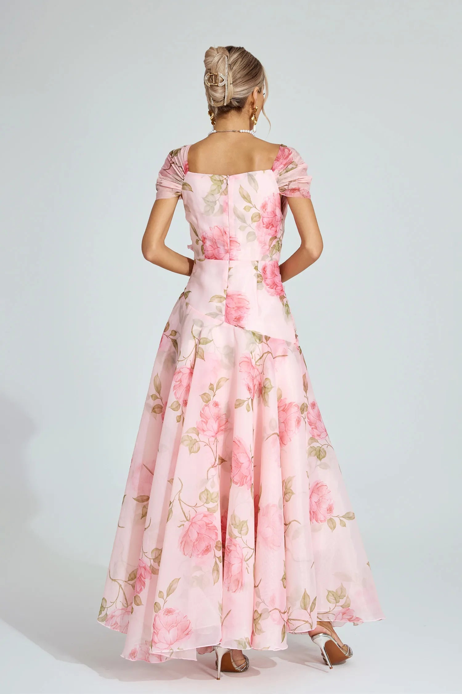 Sienna Pink Floral Organza Maxi Dress