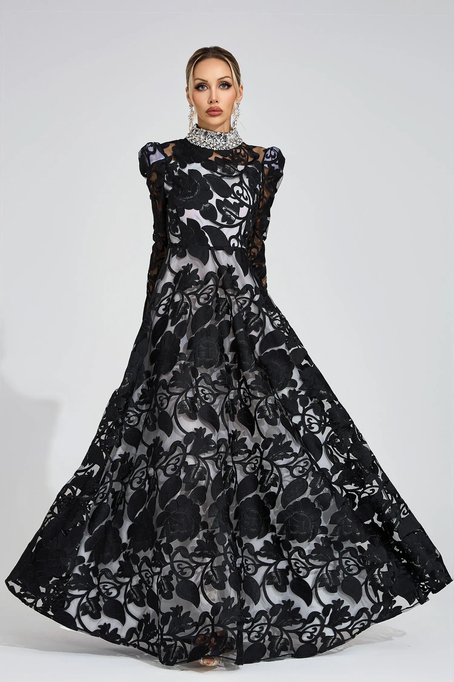 Philippa Black Diamond Maxi Dress
