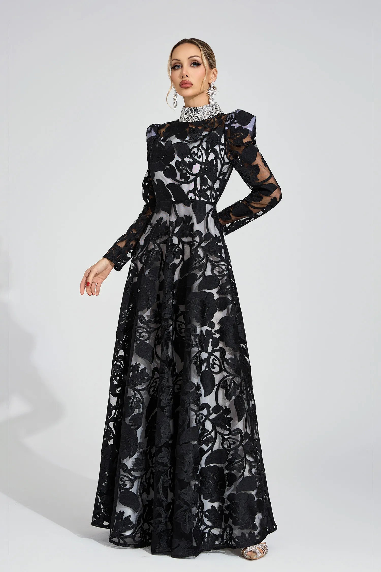 Philippa Black Diamond Maxi Dress