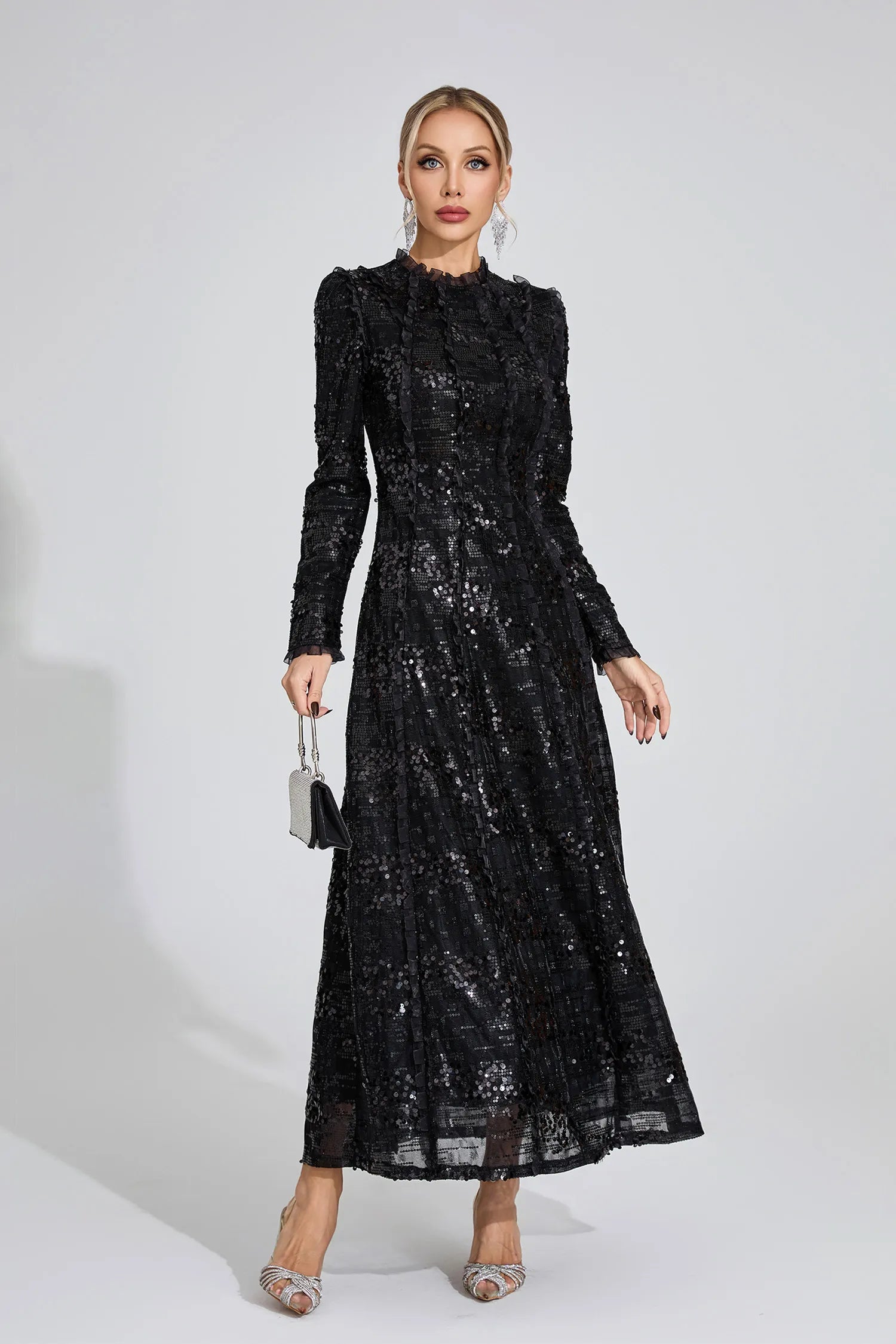 Ramona Black Sequin Maxi Dress