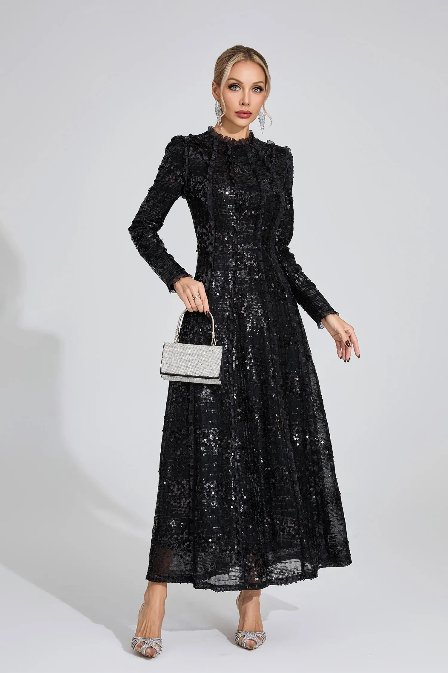 Ramona Black Sequin Maxi Dress