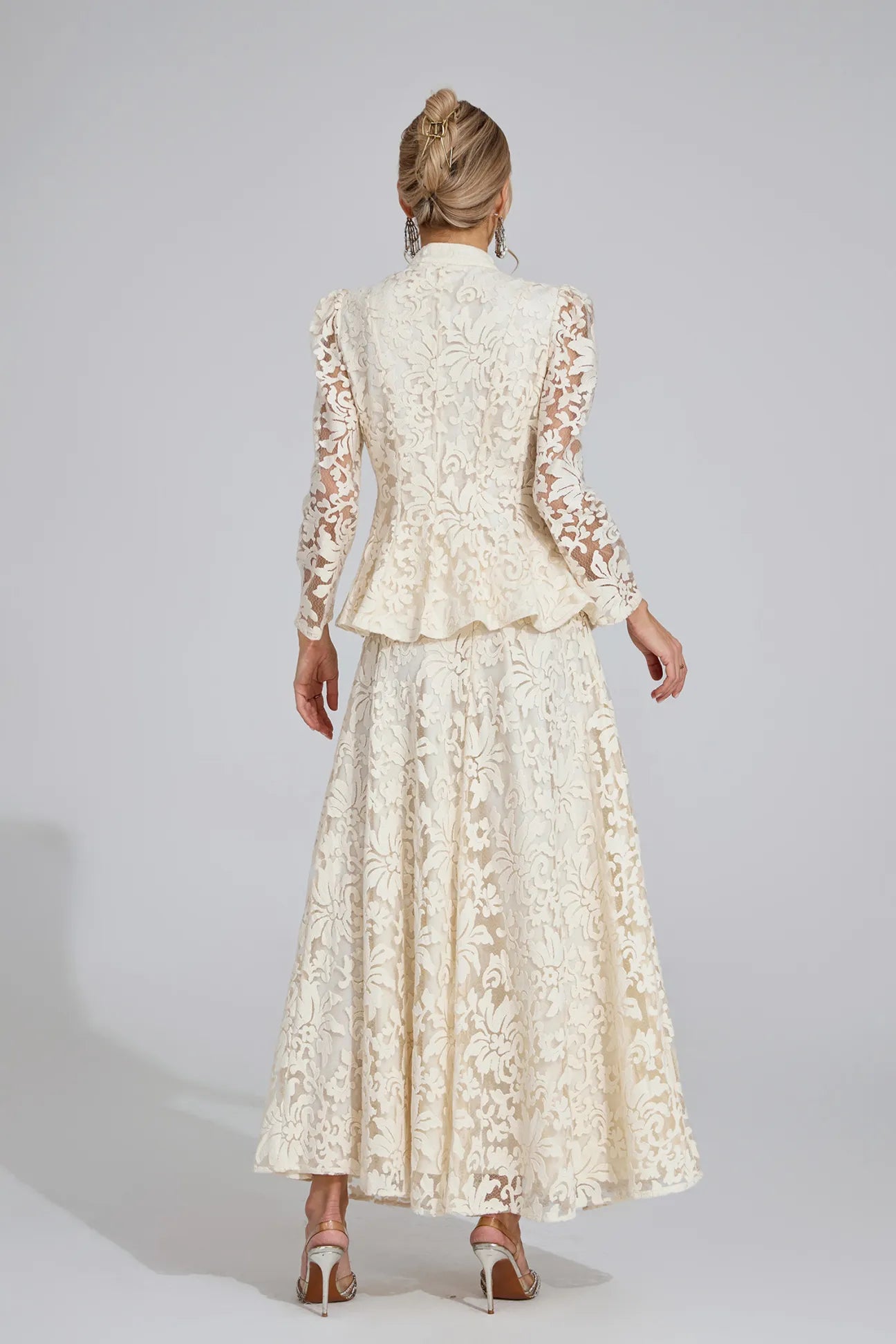Leontine Apricot Lace Two Piece Set