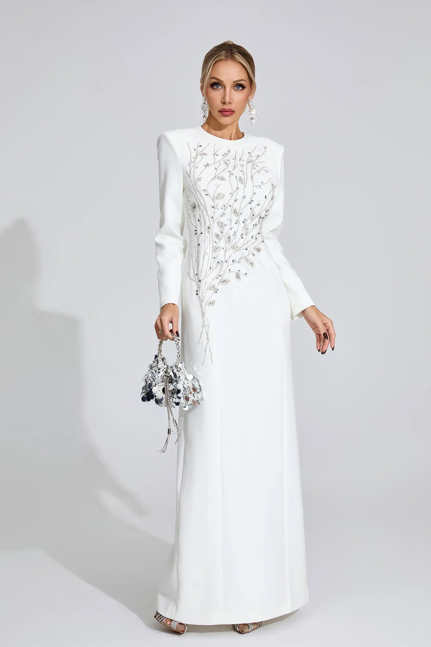 Kinsley White Diamond Maxi Dress