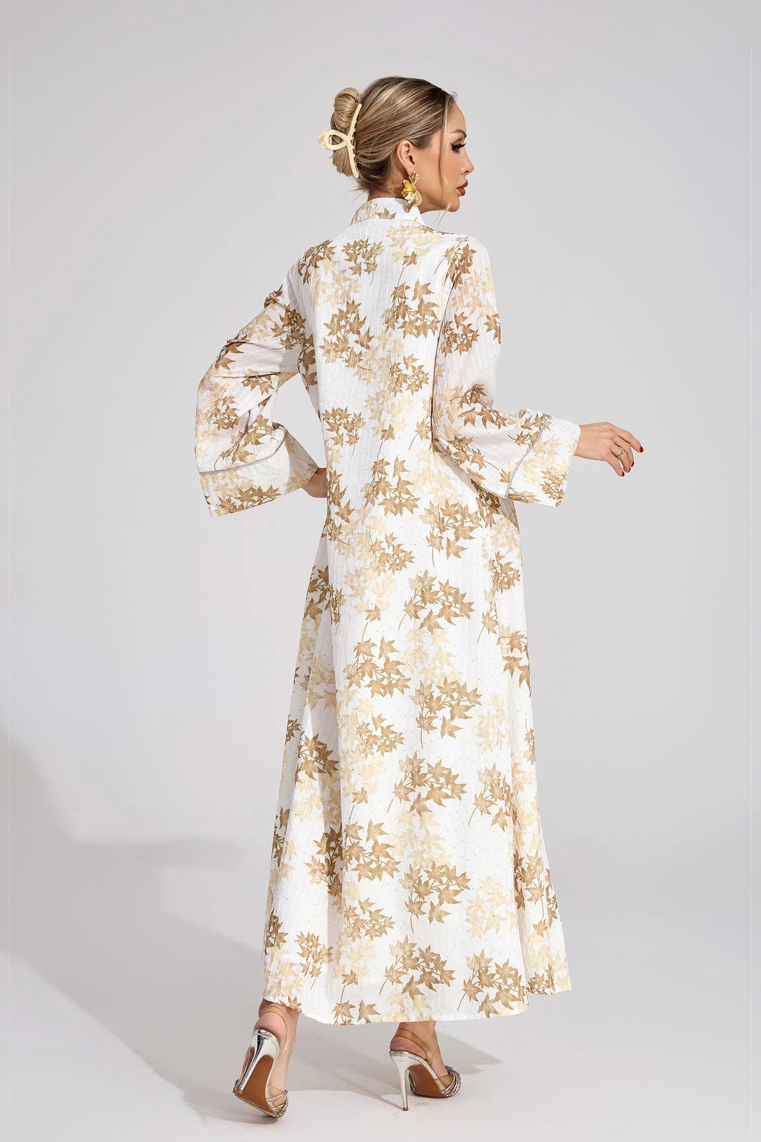 Oriona Gold Beaded Maxi Dress