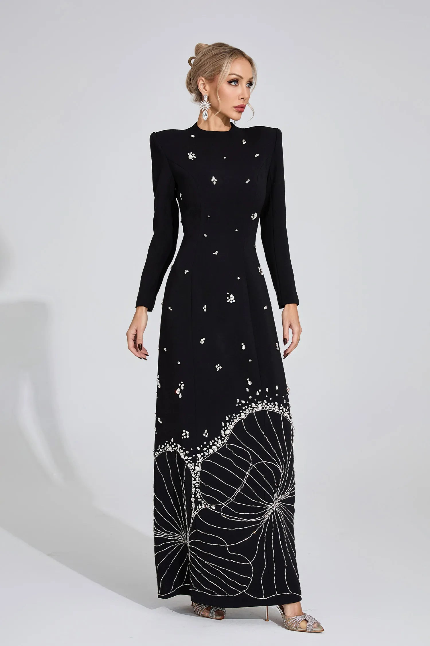 Ayten Black Diamond Maxi Dress