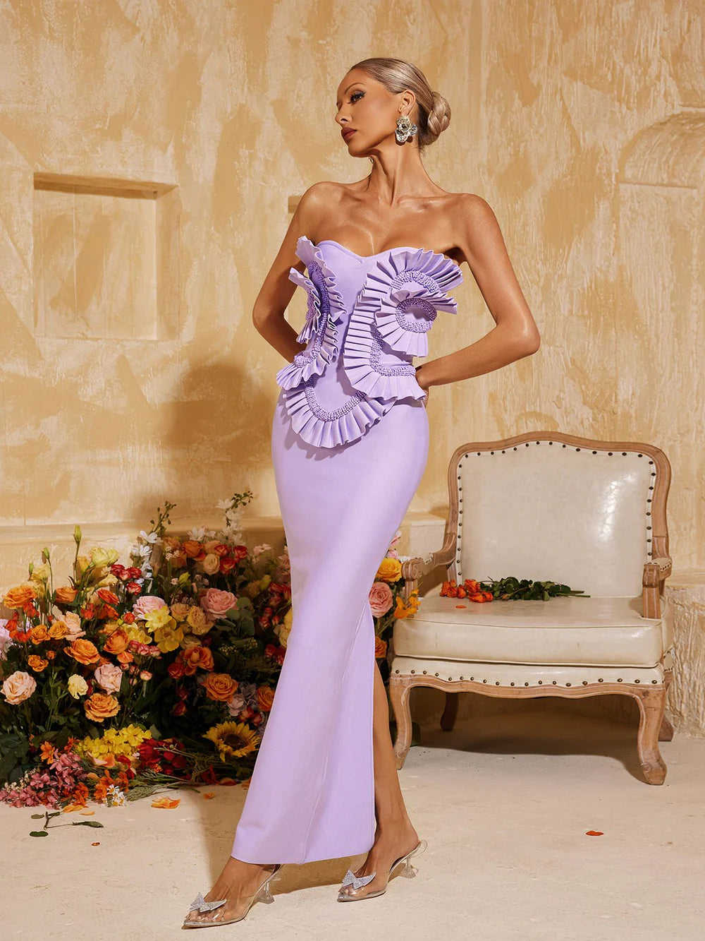 Zaynab Strapless Ruched Bandage Maxi Dress