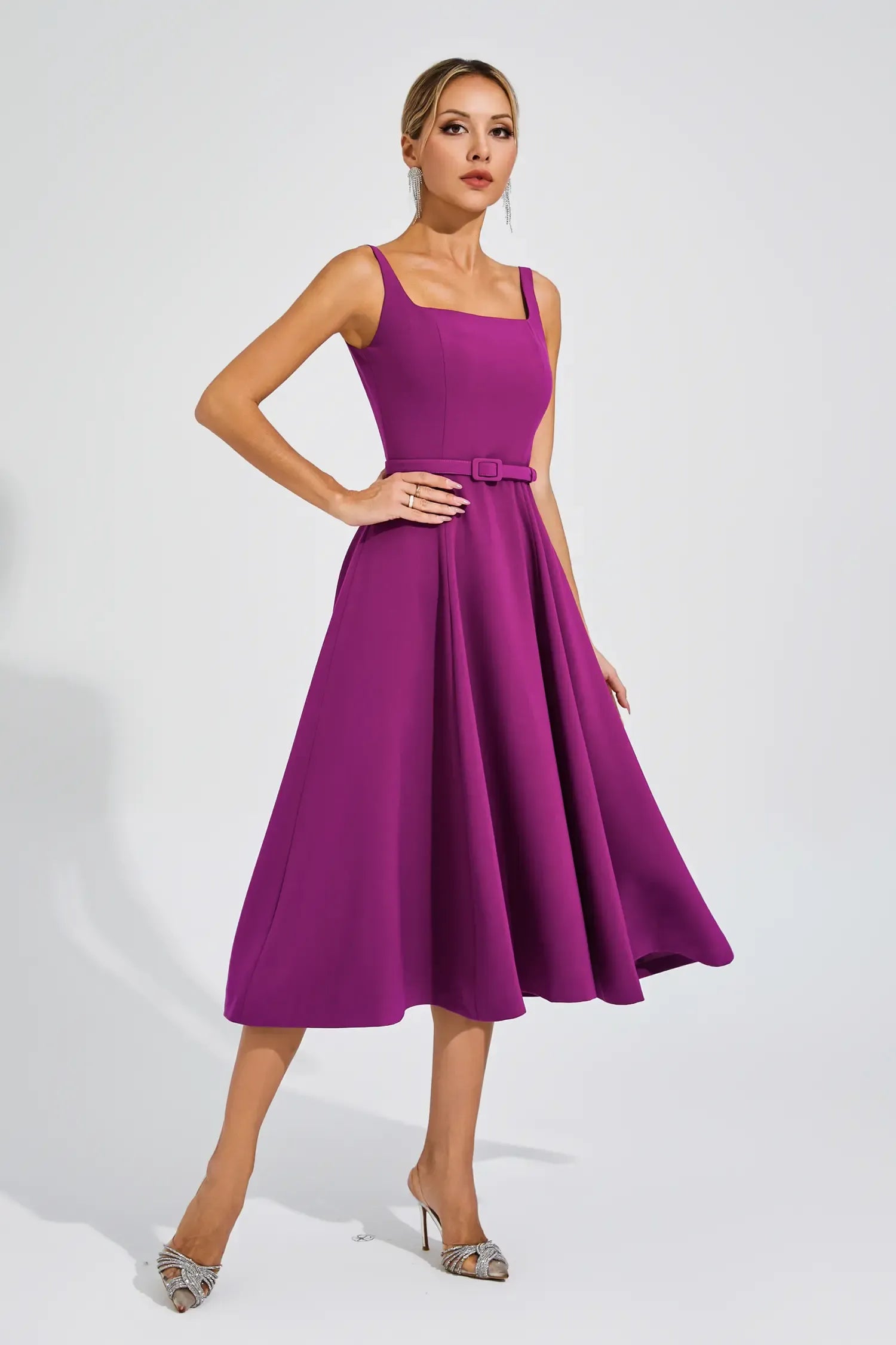 Phyllis Purple Slip Midi Dress