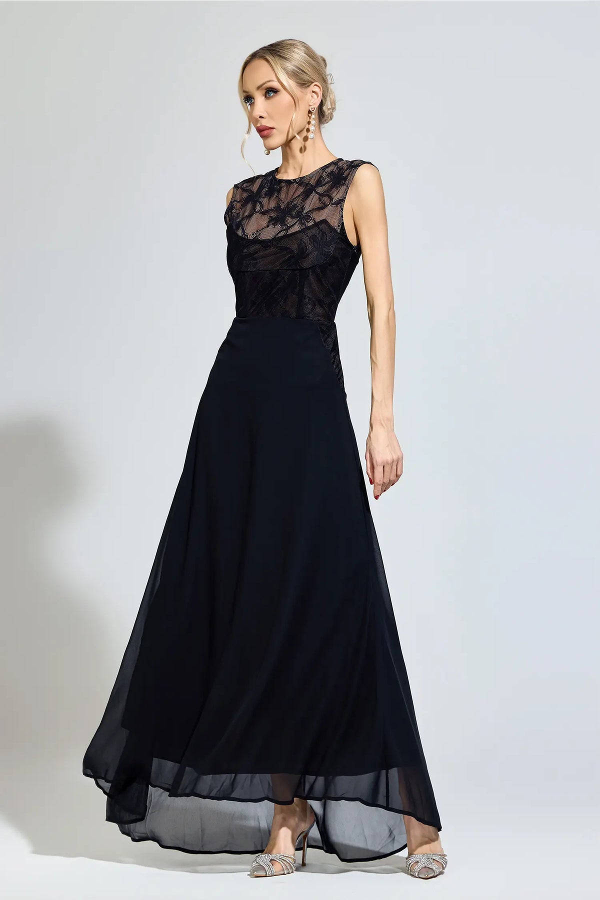 Melissa Black Lace Maxi Dress