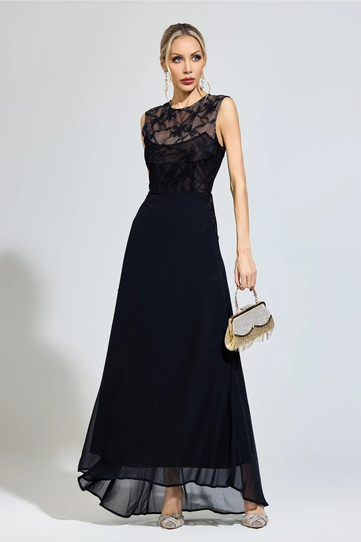Melissa Black Lace Maxi Dress