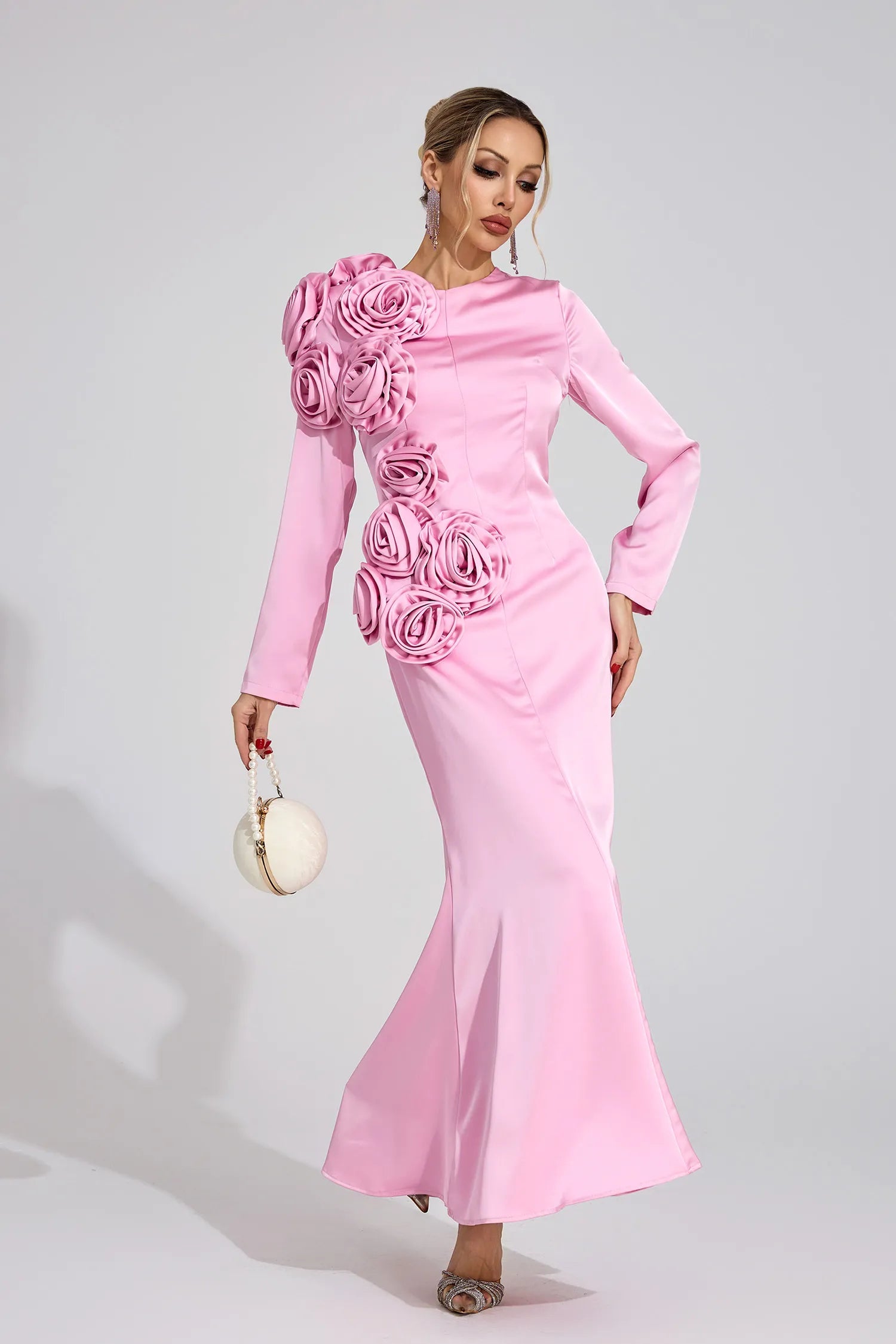 Velithra Pink Floral Maxi Dress