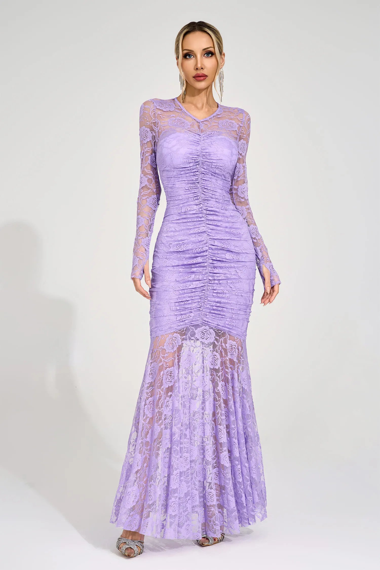 Calivora Purple Pleated Maxi Dress