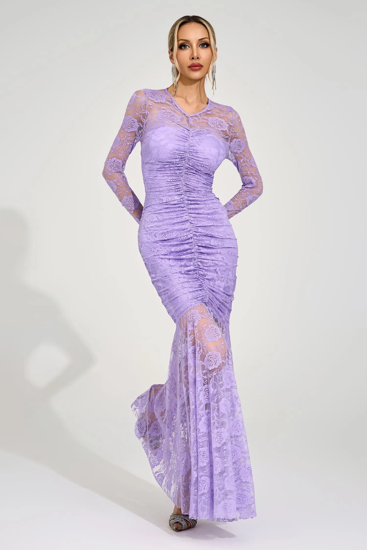 Calivora Purple Pleated Maxi Dress