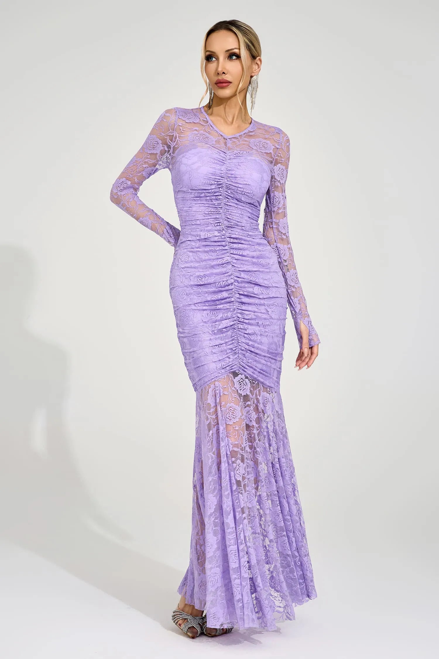 Calivora Purple Pleated Maxi Dress