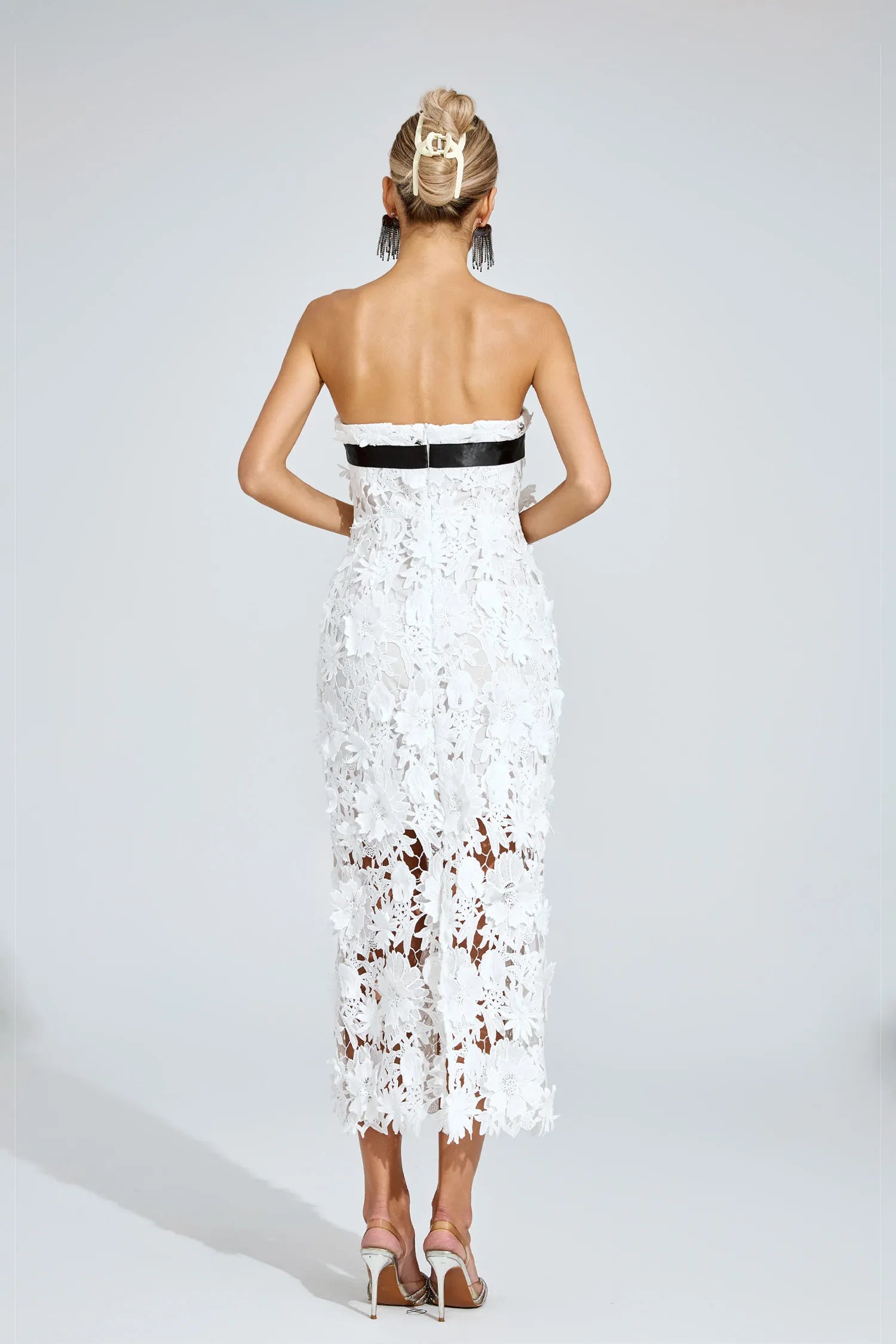 Brianna White Floral Lace Maxi Dress