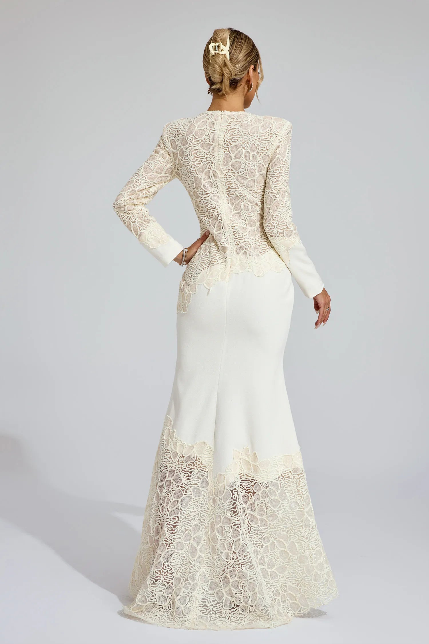 Gwenaëlle Beige Embroidered Maxi Dress