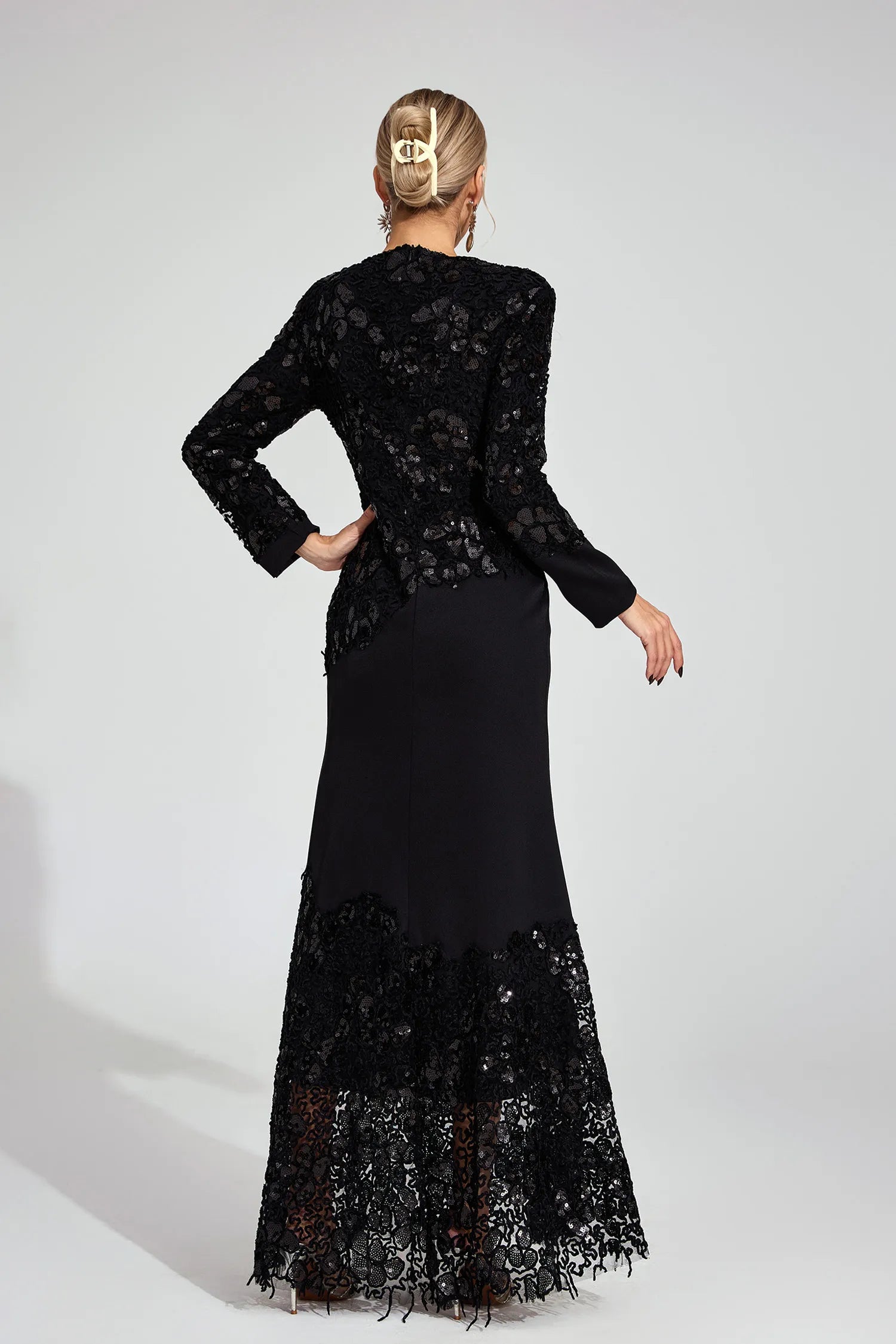 Ardis Black Embroidered Maxi Dress
