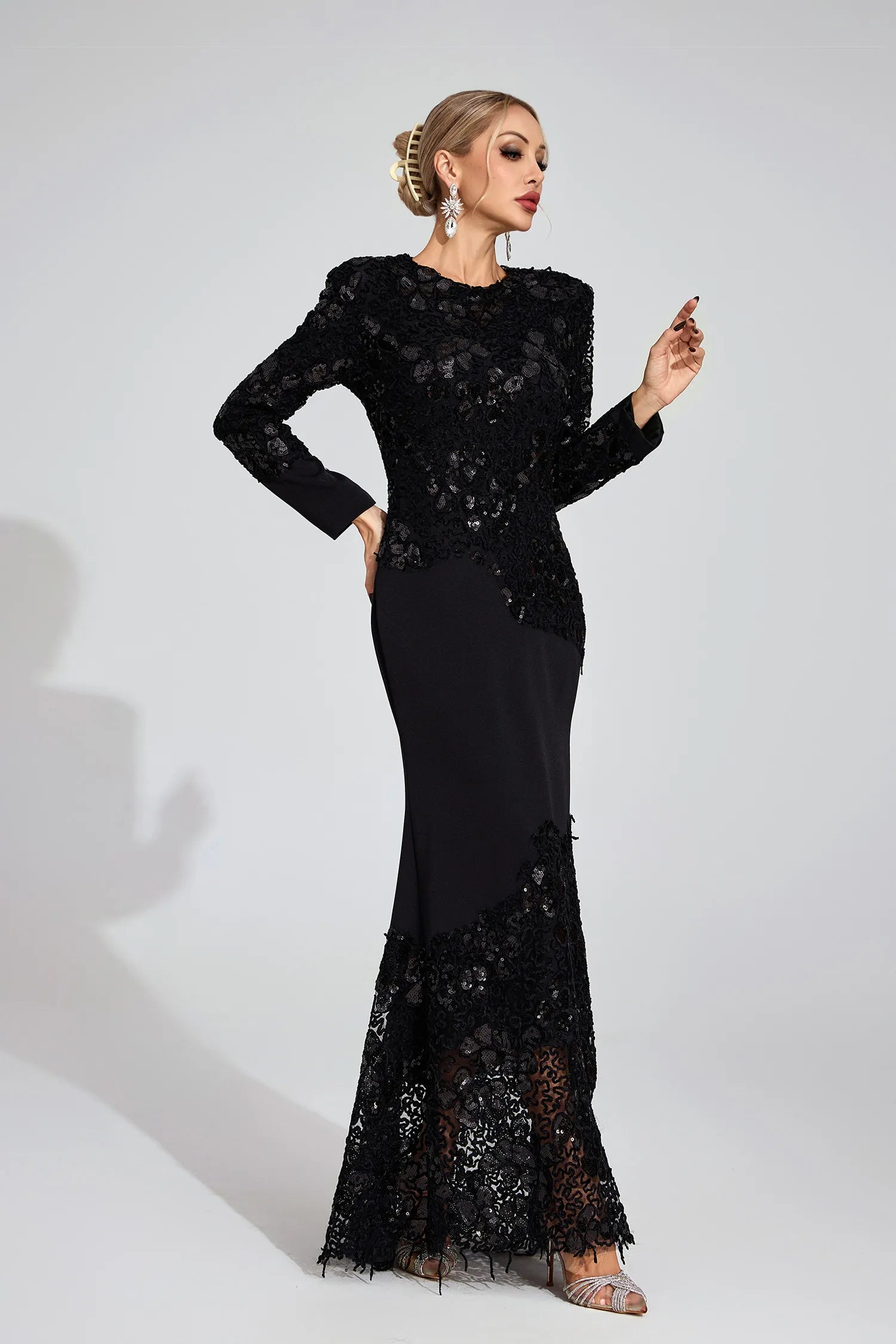 Ardis Black Embroidered Maxi Dress