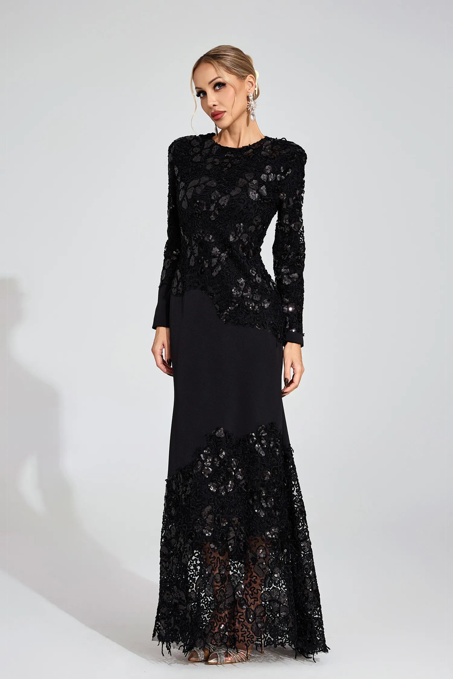 Ardis Black Embroidered Maxi Dress