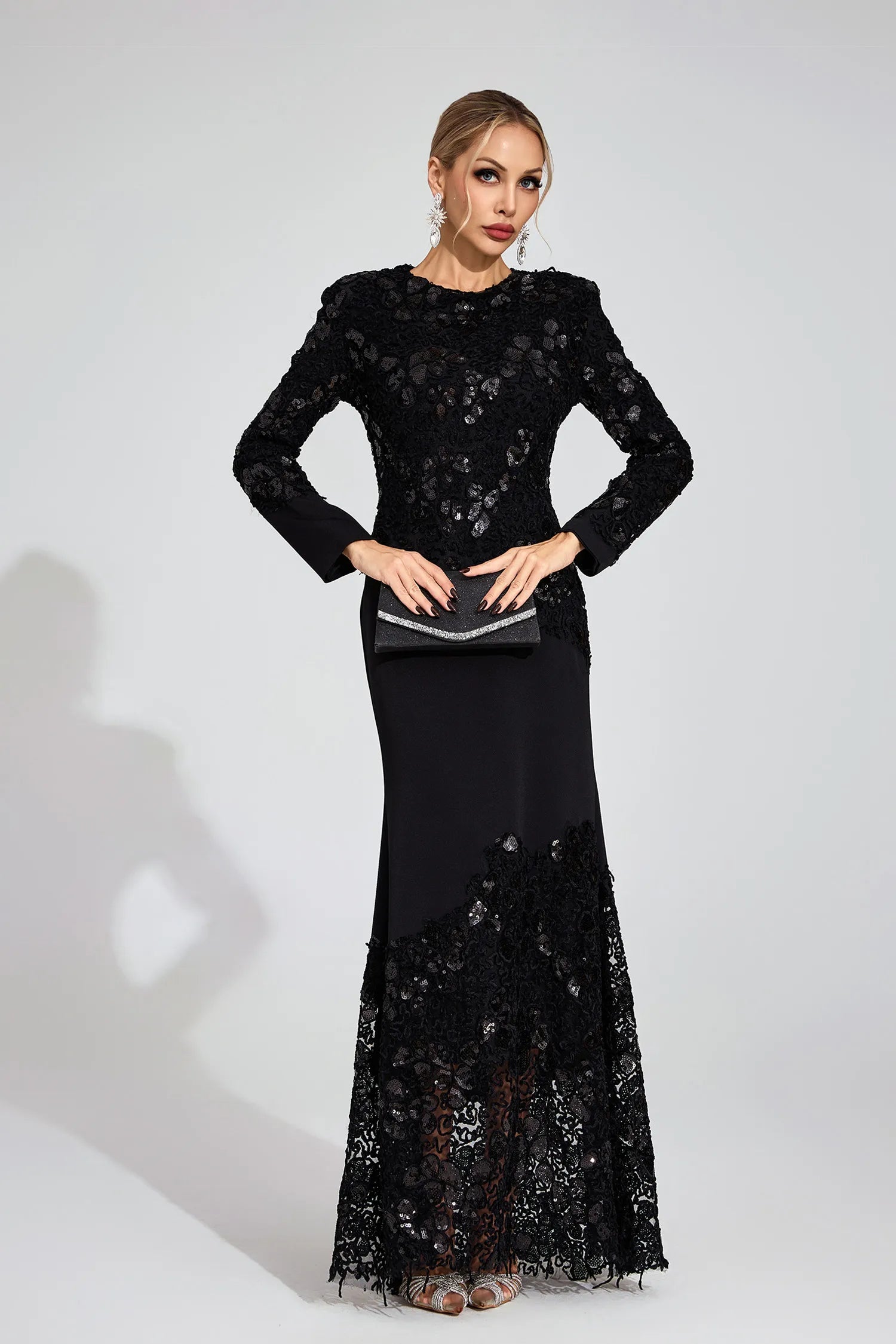 Ardis Black Embroidered Maxi Dress