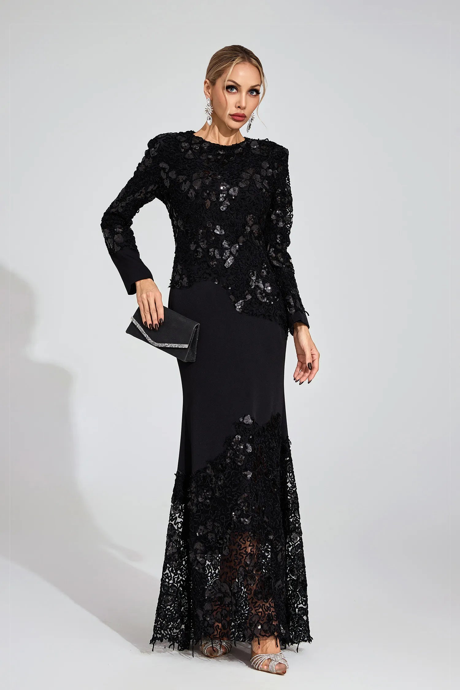 Ardis Black Embroidered Maxi Dress